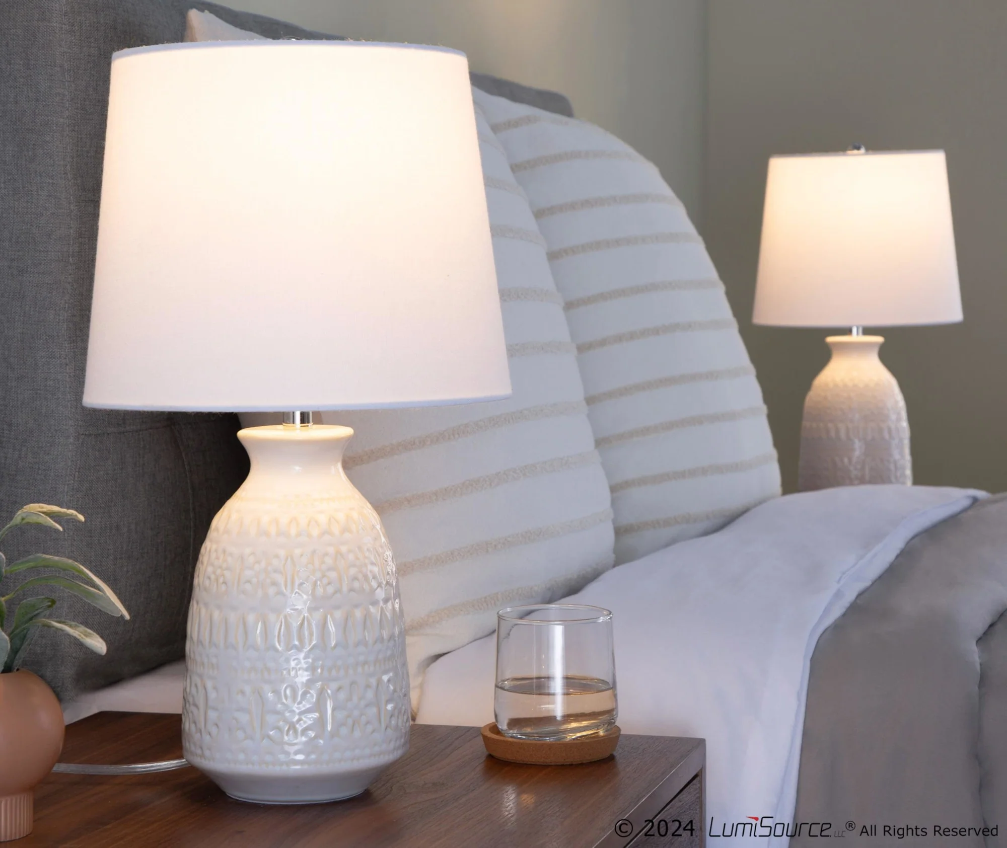 Claudia 20" Ceramic Accent Lamp - Set of 2 By LumiSource - GTE20-CLAUDIA GNPNIW2 - Image 12