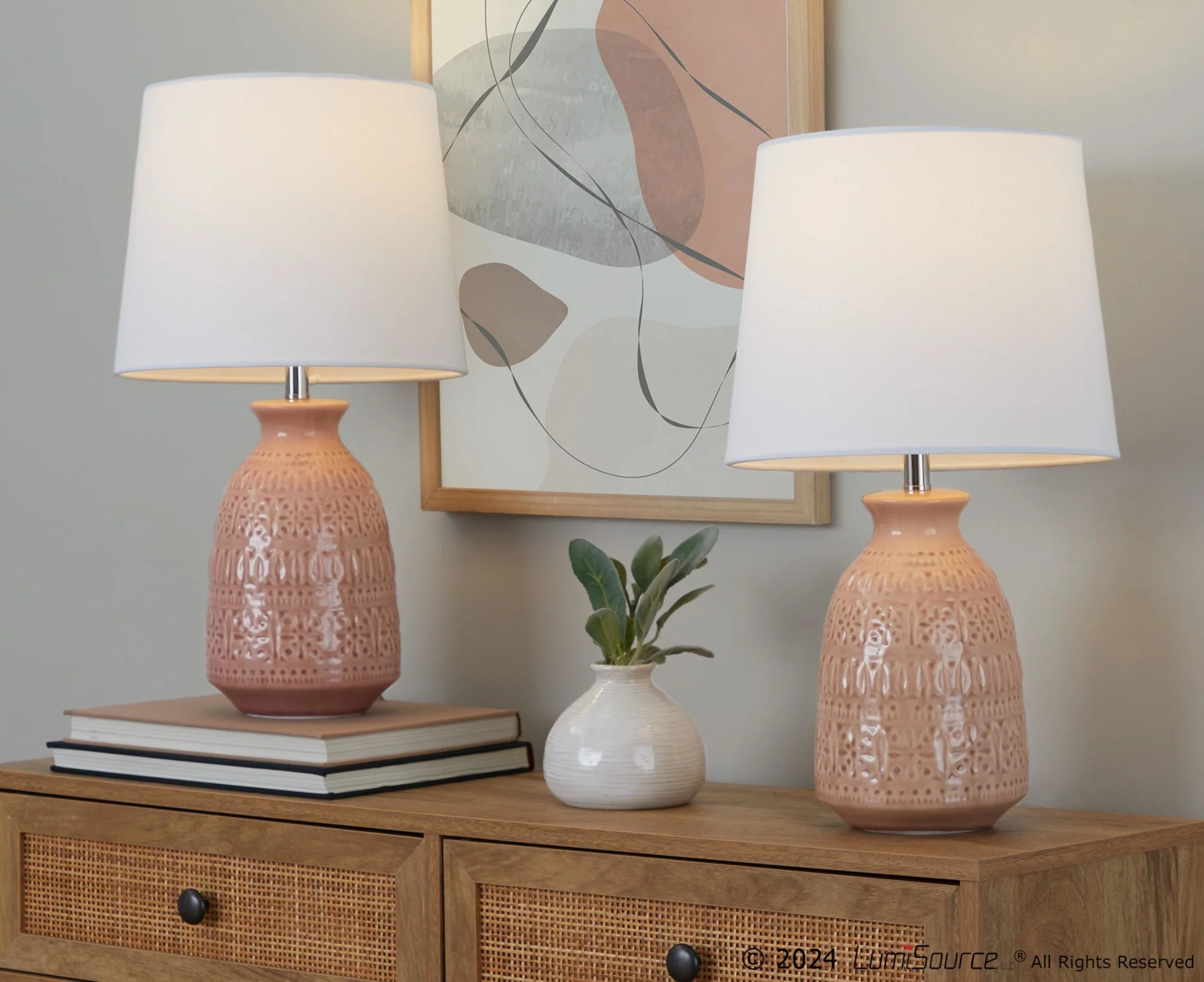 Claudia 20" Ceramic Accent Lamp - Set of 2 By LumiSource - GTE20-CLAUDIA GNPNIW2 - Image 6