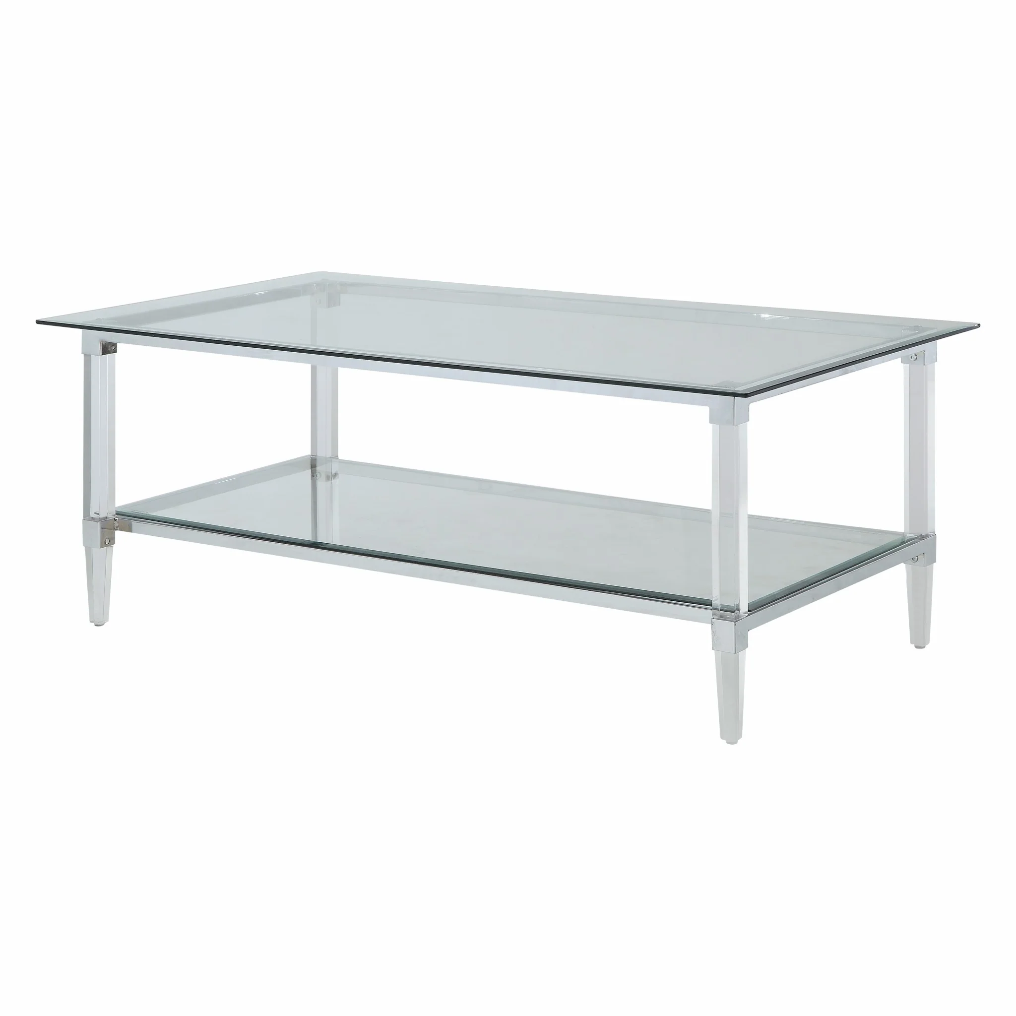 Clear Acrylic Chrome And Clear Glass Coffee Table By Homeroots - 318988 - Image 2