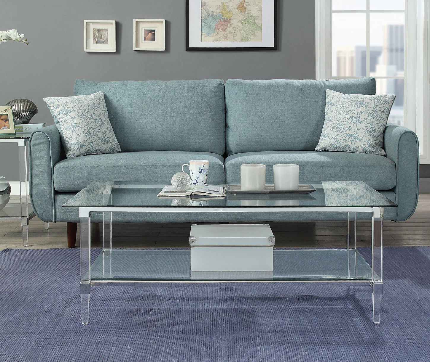 Clear Acrylic Chrome And Clear Glass Coffee Table By Homeroots - 318988 - Image 3