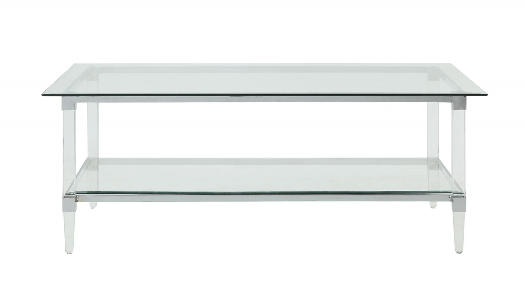 Clear Acrylic Chrome And Clear Glass Coffee Table By Homeroots - 318988 - Image 4