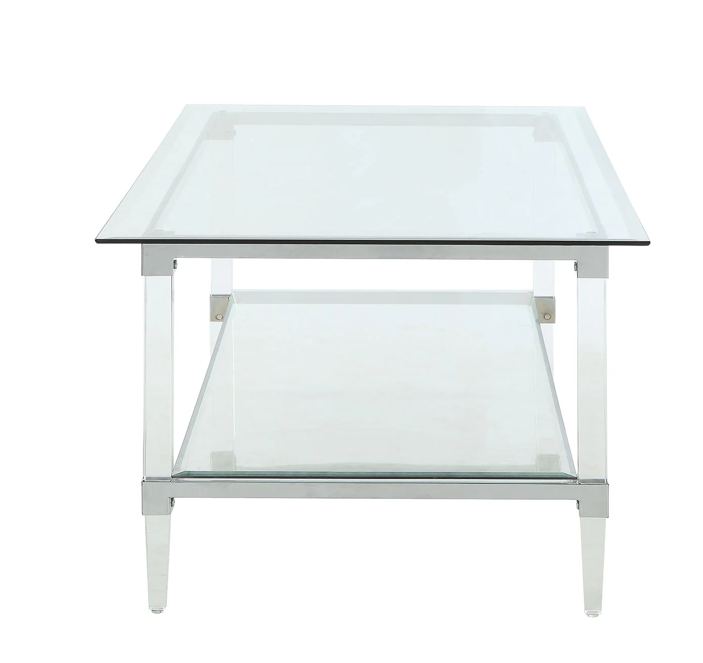 Clear Acrylic Chrome And Clear Glass Coffee Table By Homeroots - 318988 - Image 5