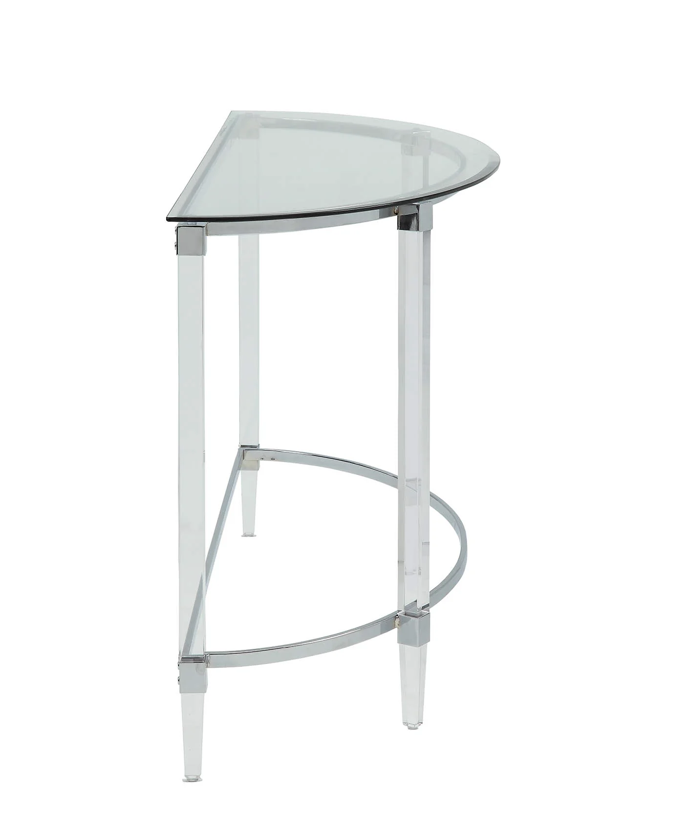 Clear Acrylic Chrome Glass Metal Sofa Table By Homeroots - Image 3