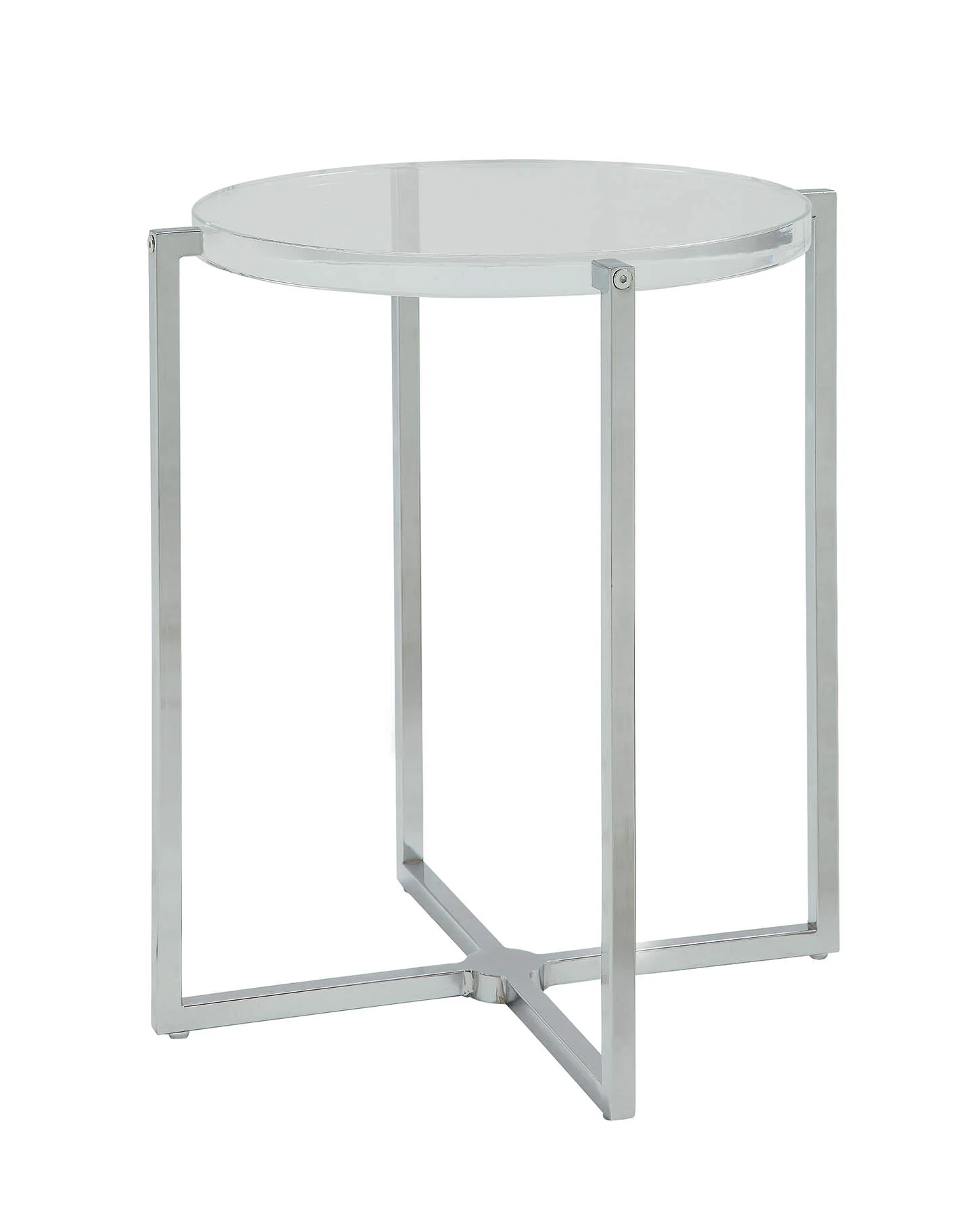 Clear Acrylic Chrome Metal Side Table By Homeroots - Image 3