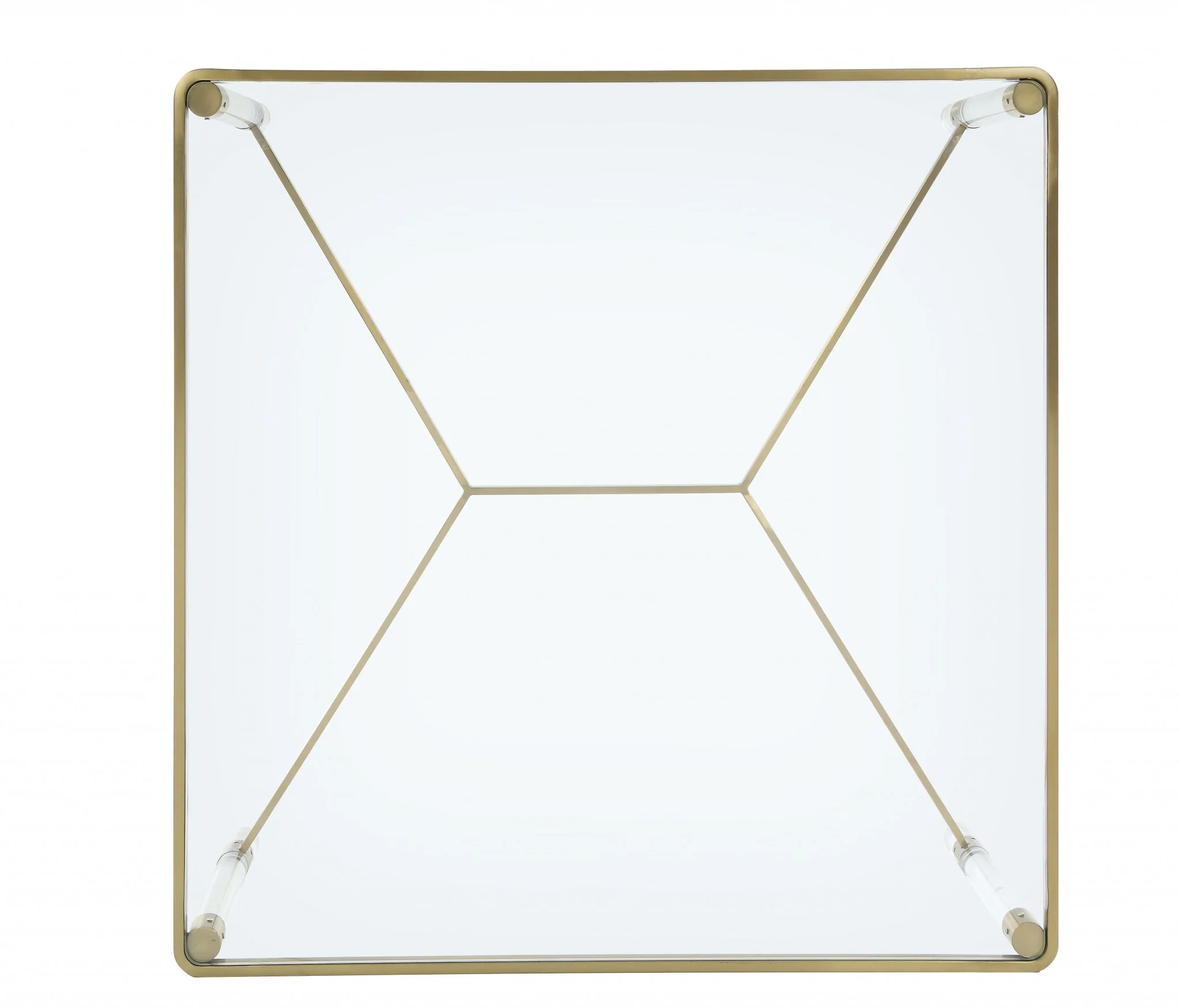 Clear Acrylic Gold Stainless Steel And Clear Glass Coffee Table By Homeroots - Image 6