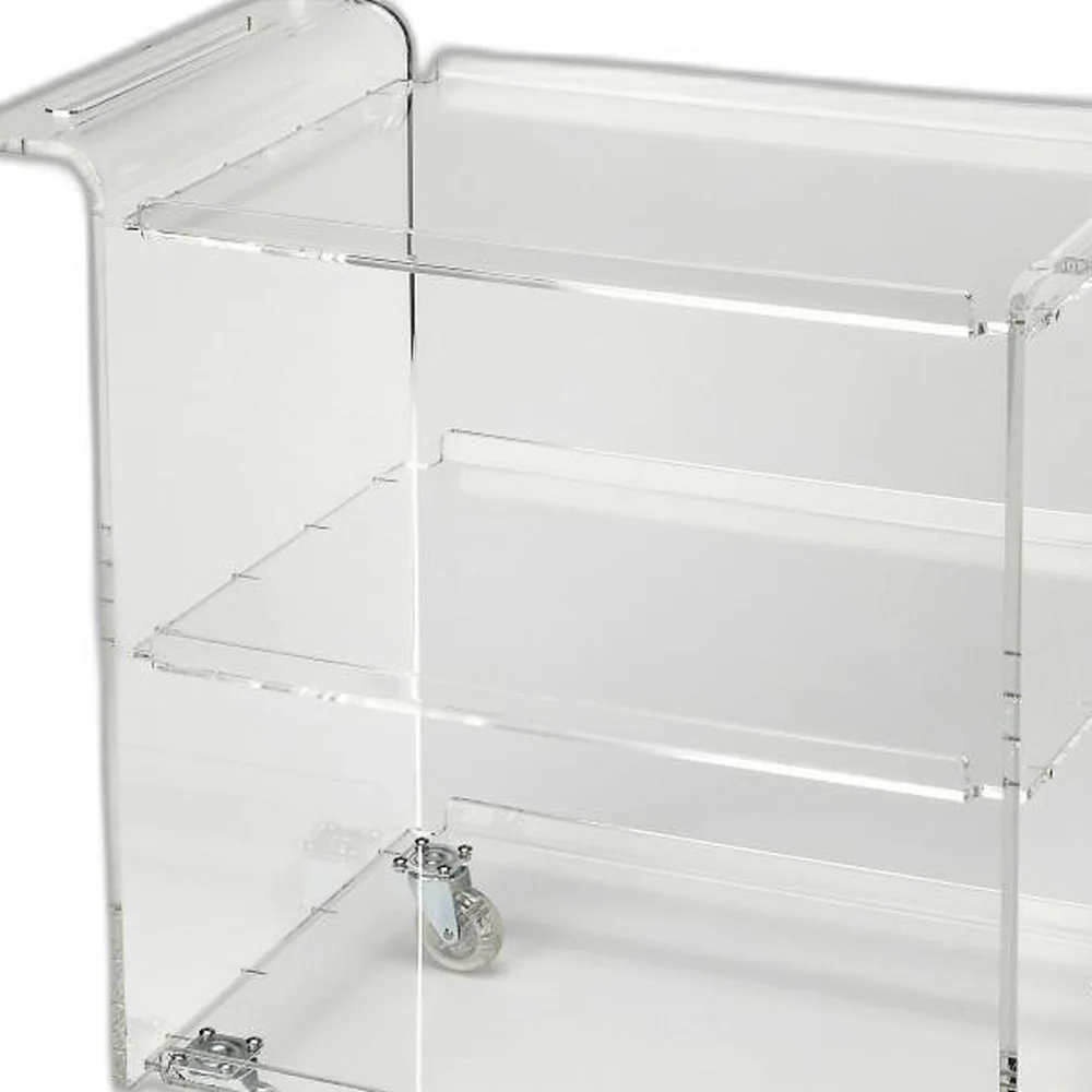 Clear Acrylic Rolling Server Bar Cart By Homeroots - Image 6