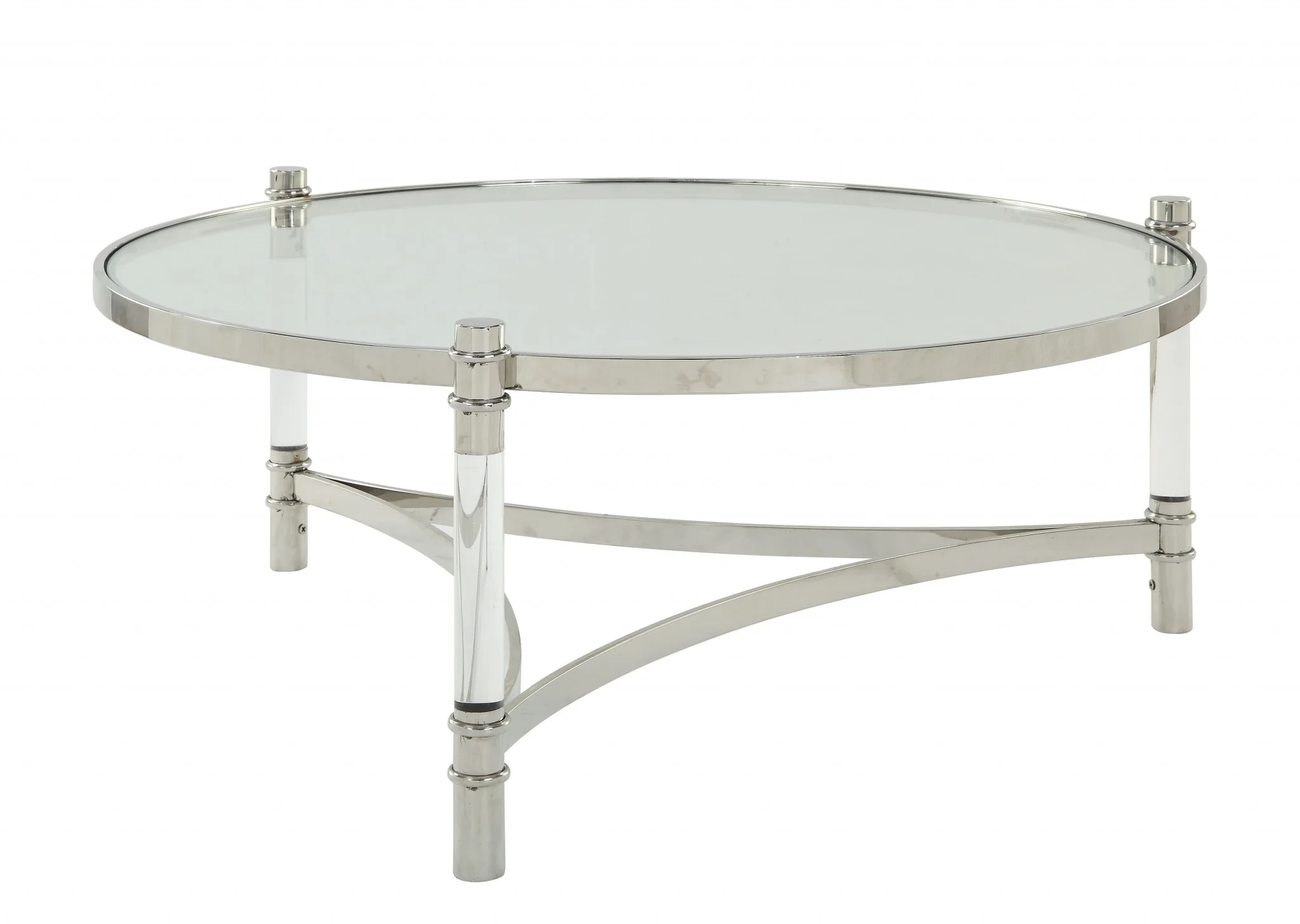 Clear Acrylic Stainless Steel And Clear Glass Coffee Table By Homeroots - Image 2
