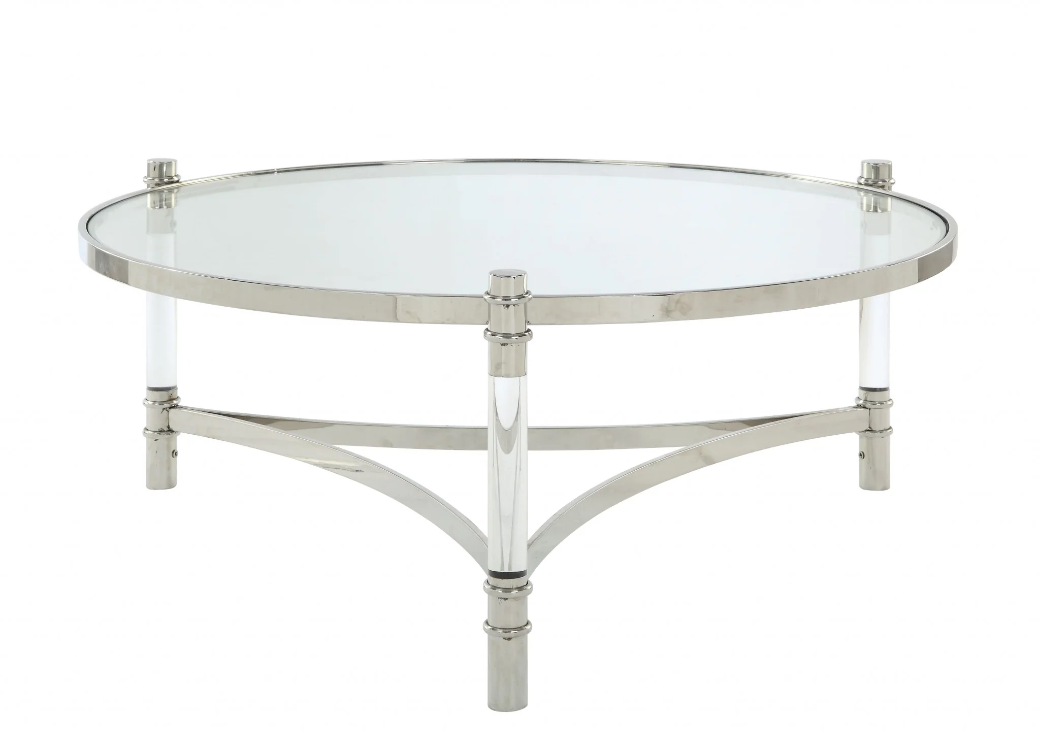 Clear Acrylic Stainless Steel And Clear Glass Coffee Table By Homeroots - Image 4