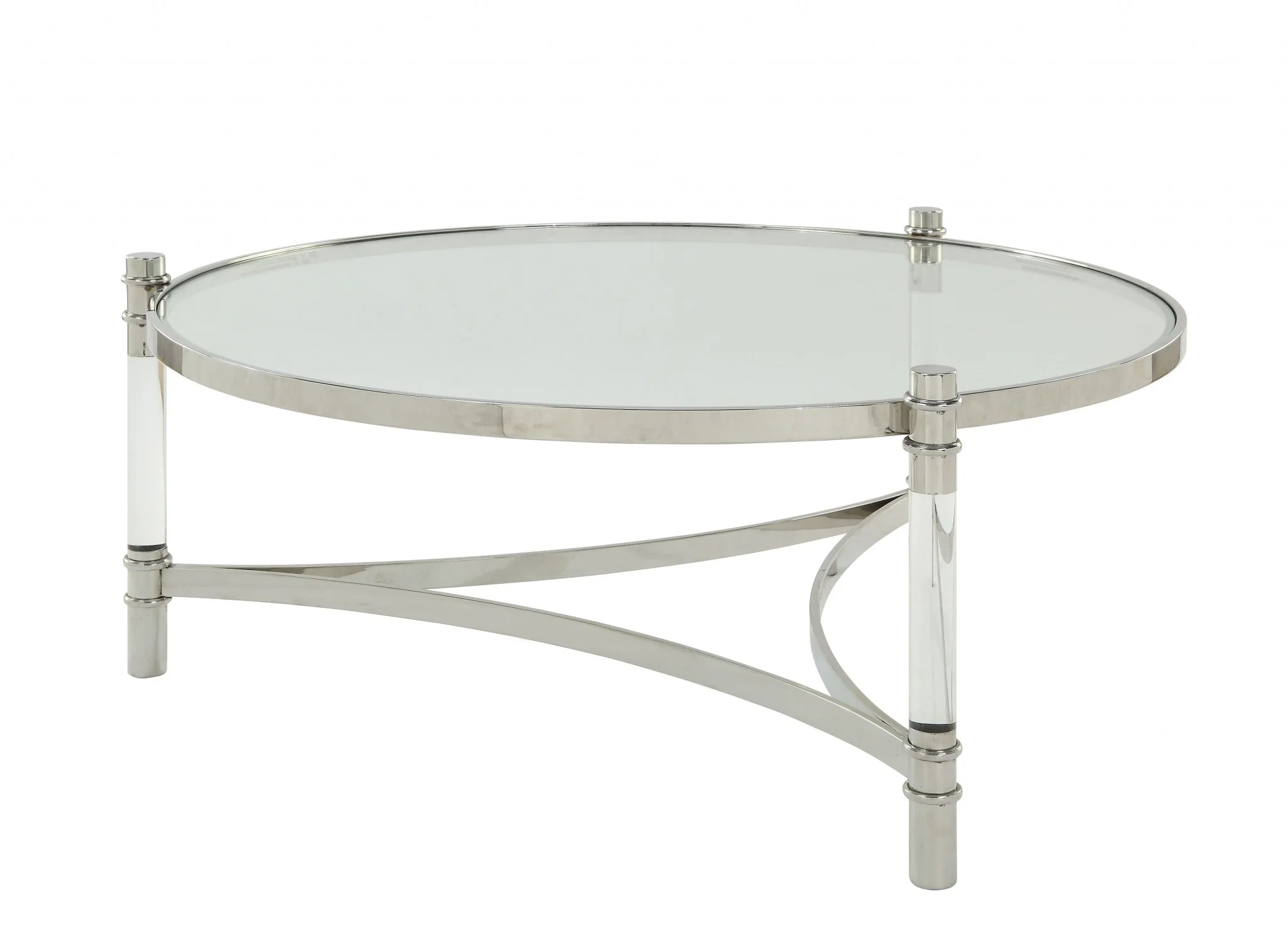 Clear Acrylic Stainless Steel And Clear Glass Coffee Table By Homeroots - Image 5