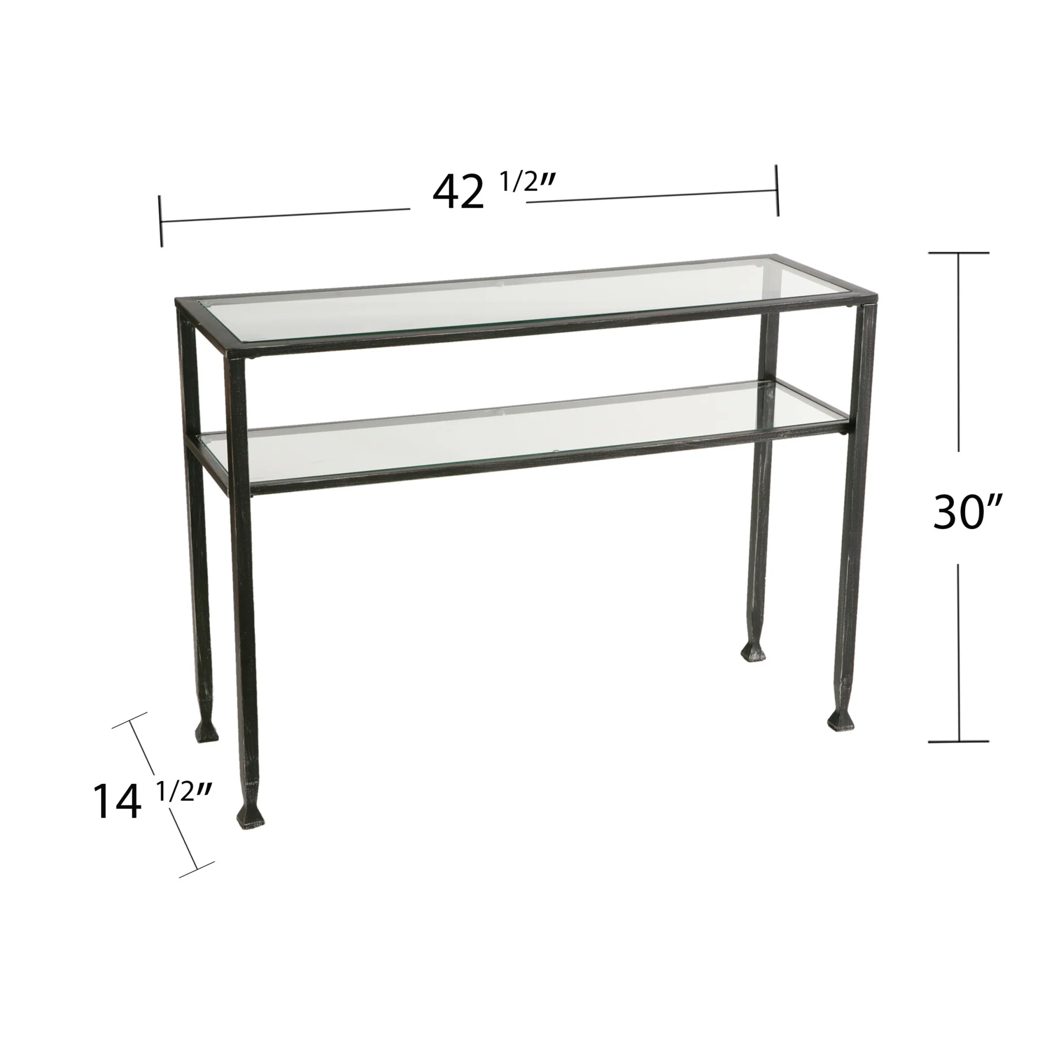 Clear and Black and Silver Glass Distressed Console Table With Storage By Homeroots - Image 6