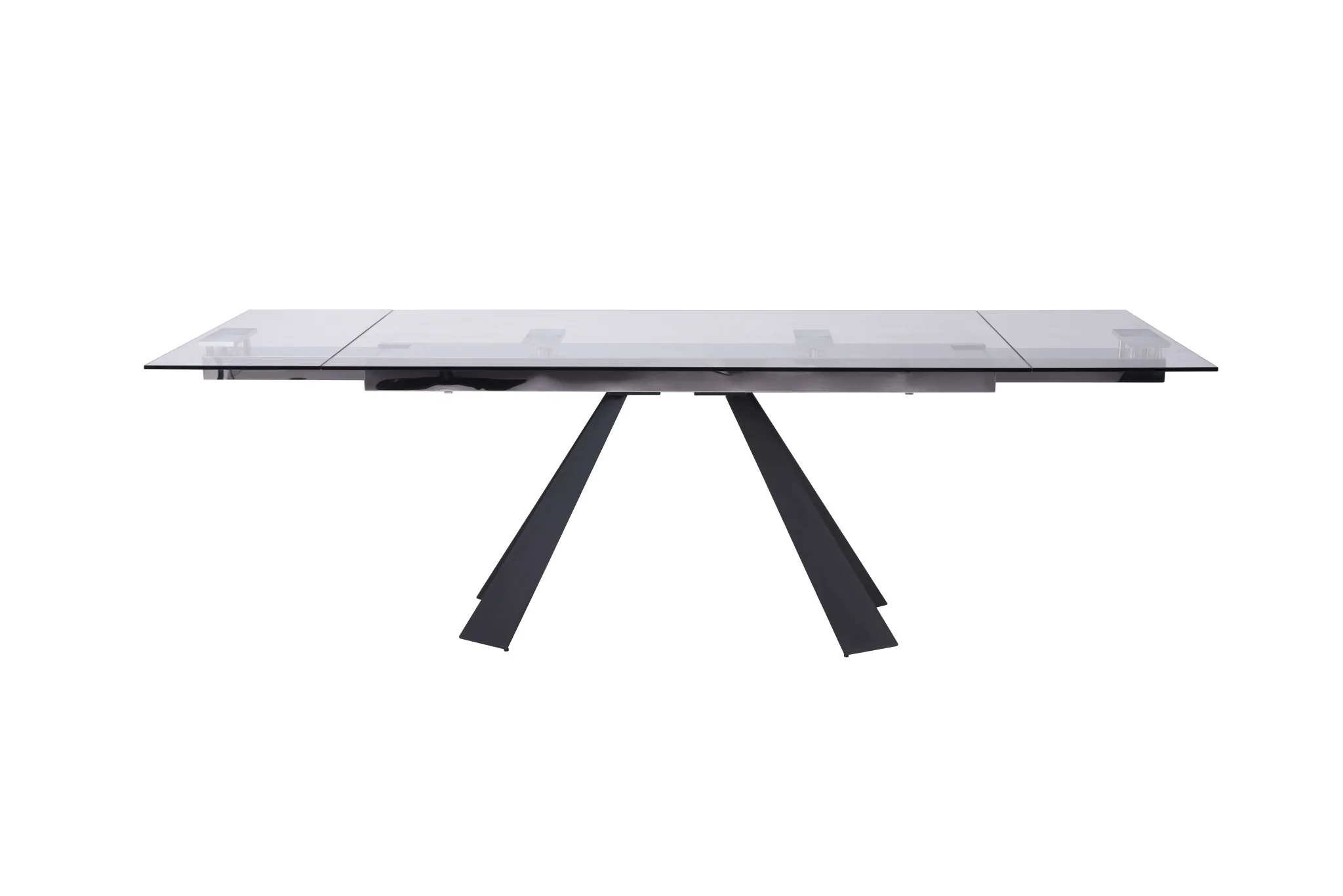 Clear And Black Glass And Metal Drop Leaf Pedestal Base Dining Table By Homeroots - Image 5