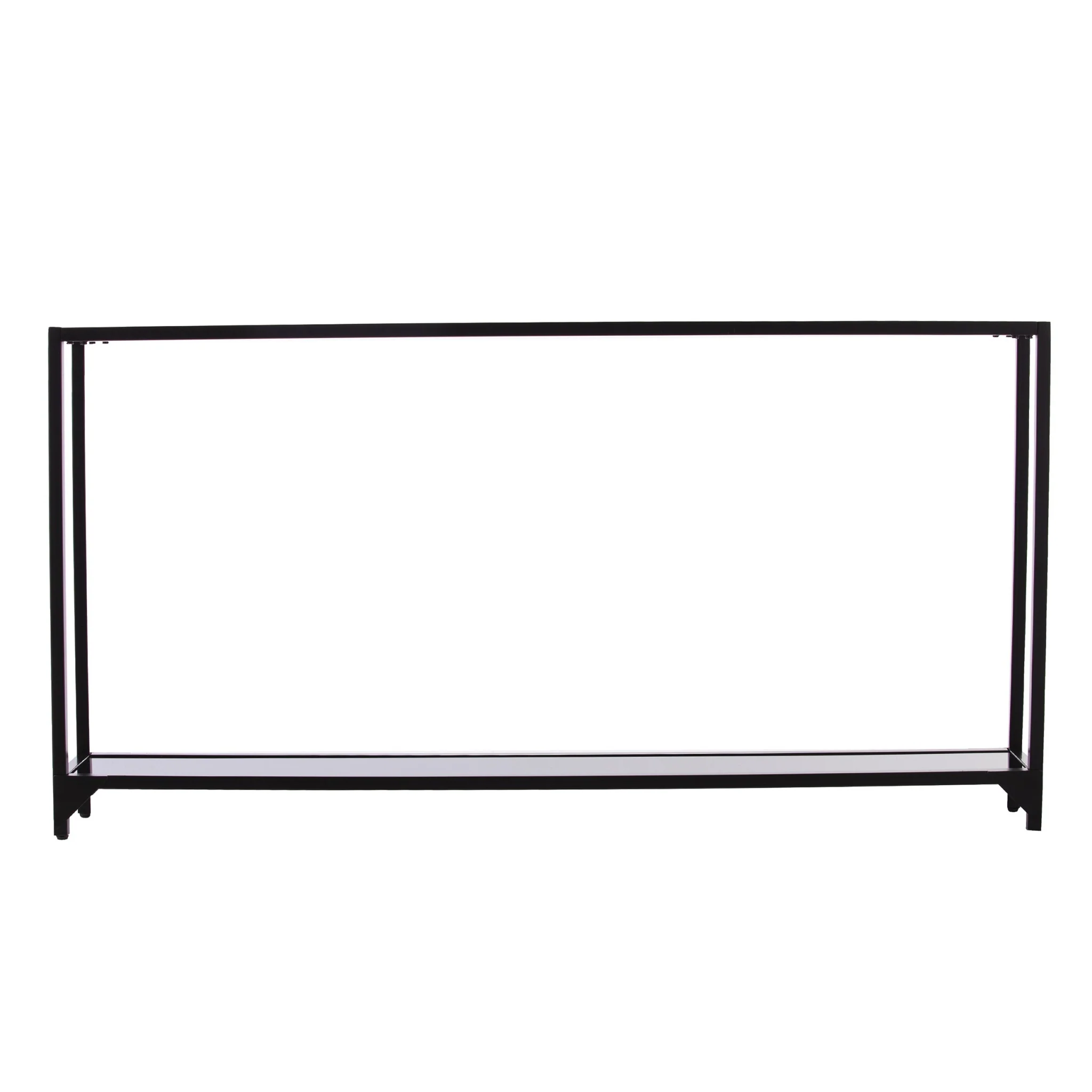 Clear and Black Glass Frame Console Table With Shelves By Homeroots - Image 2