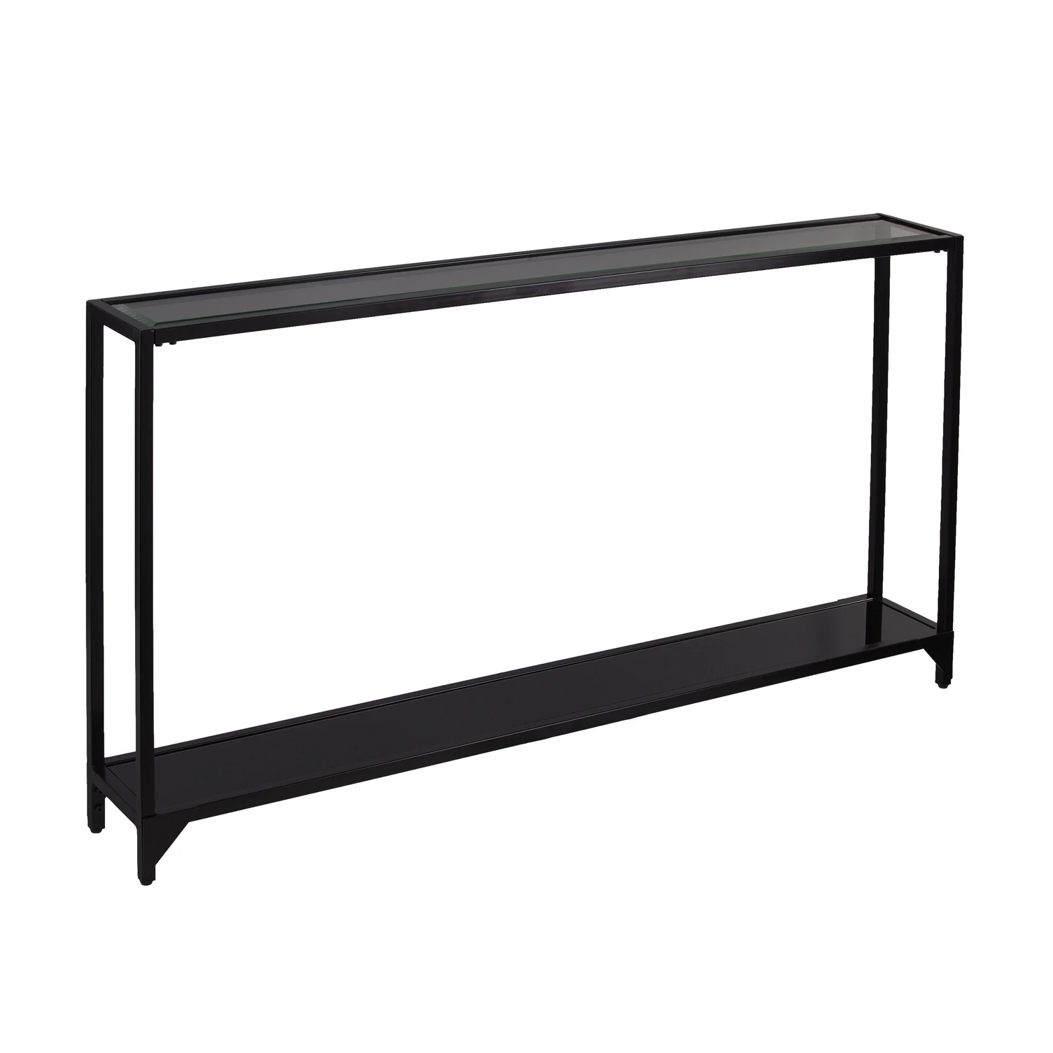 Clear and Black Glass Frame Console Table With Shelves By Homeroots - Image 3