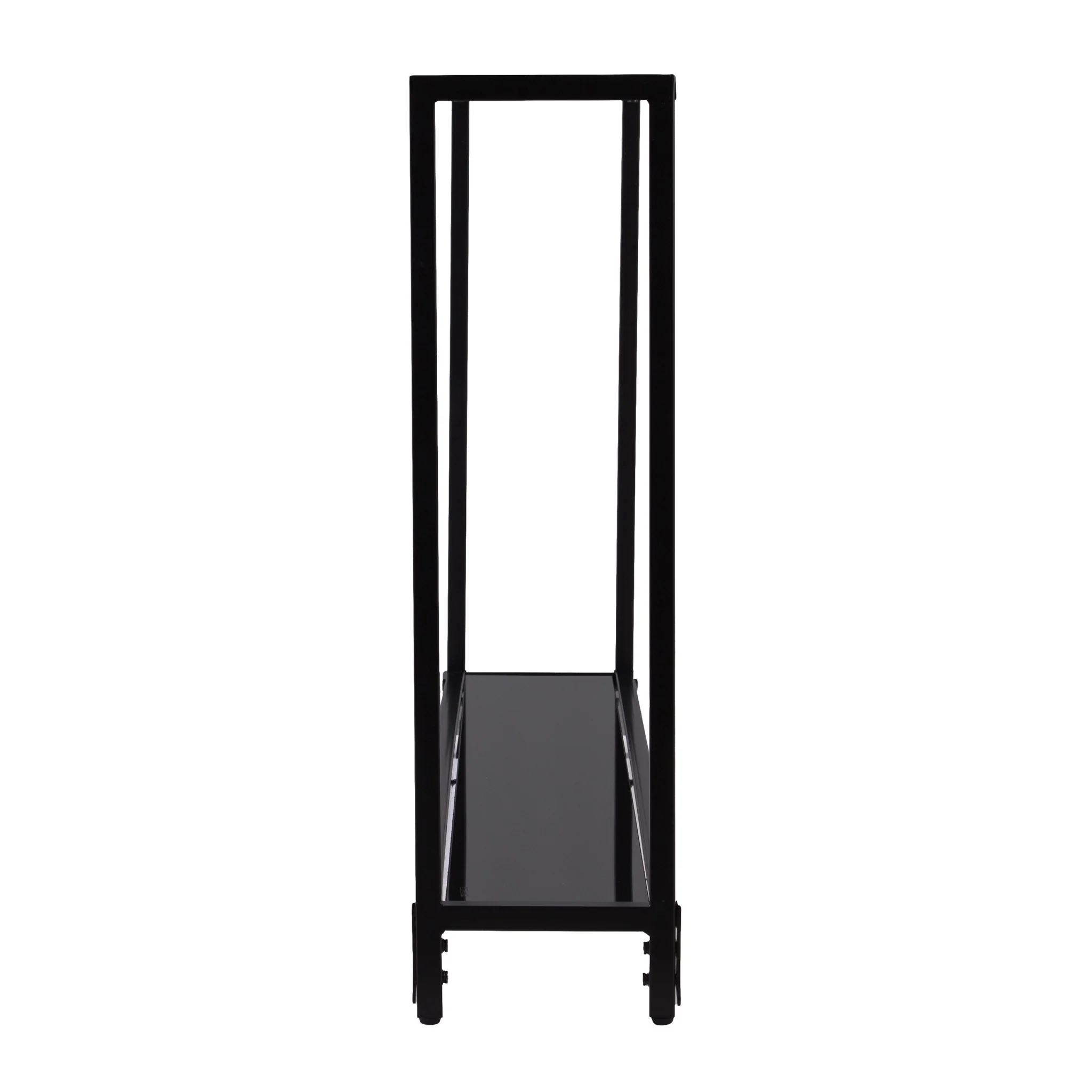 Clear and Black Glass Frame Console Table With Shelves By Homeroots - Image 4