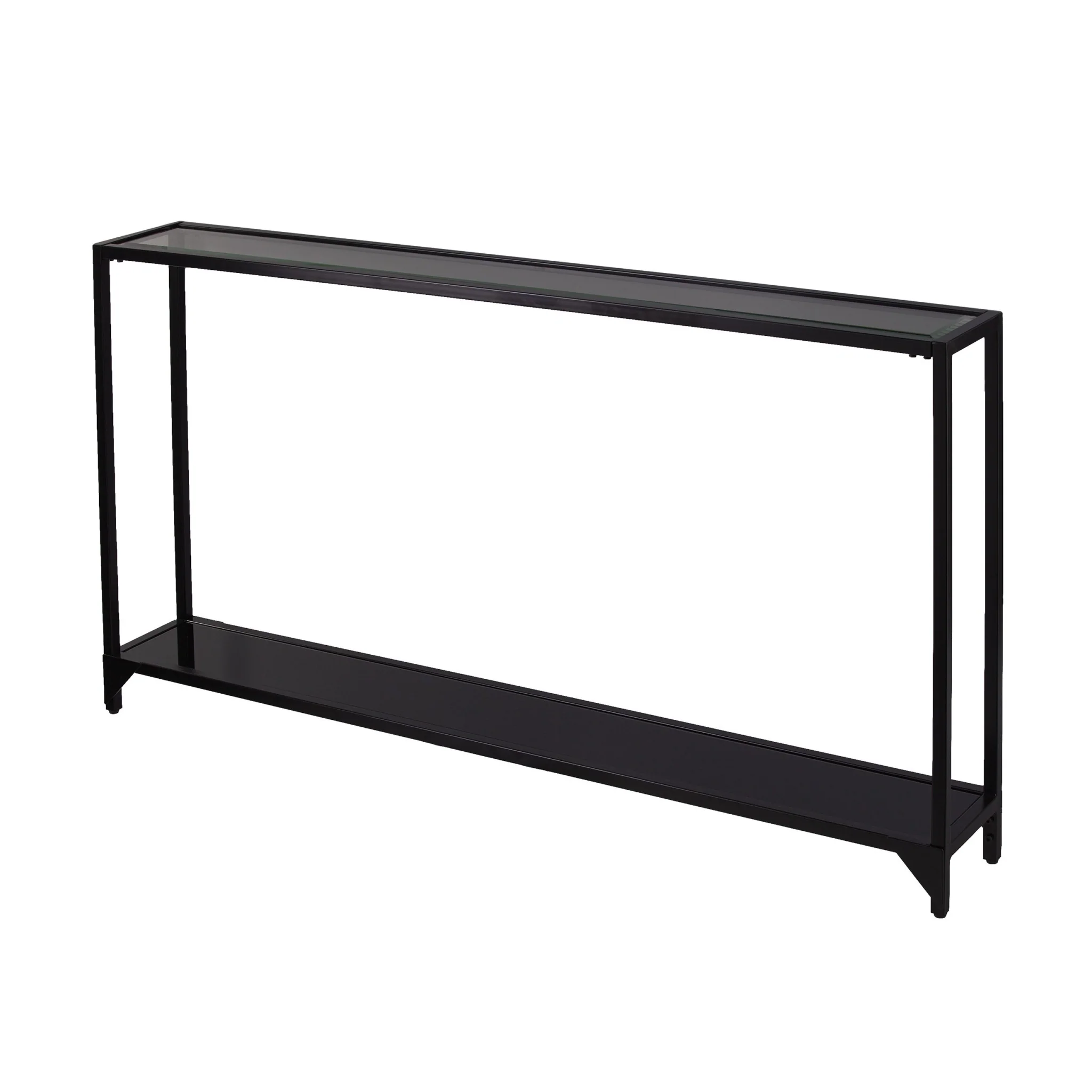 Clear and Black Glass Frame Console Table With Shelves By Homeroots - Image 5