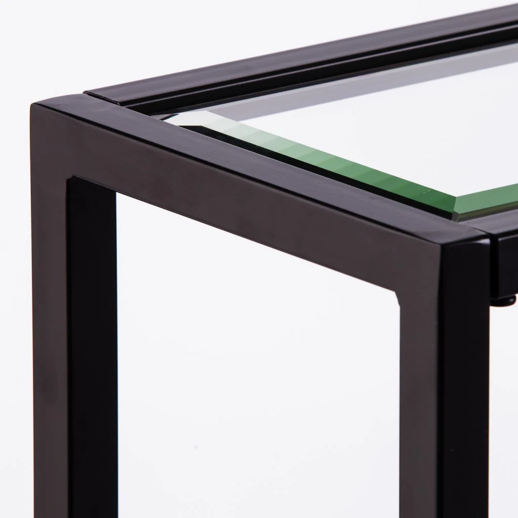 Clear and Black Glass Frame Console Table With Shelves By Homeroots - Image 7