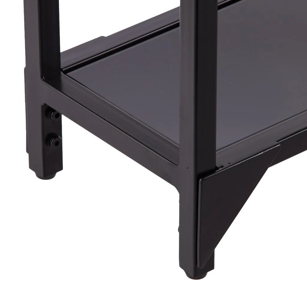 Clear and Black Glass Frame Console Table With Shelves By Homeroots - Image 8
