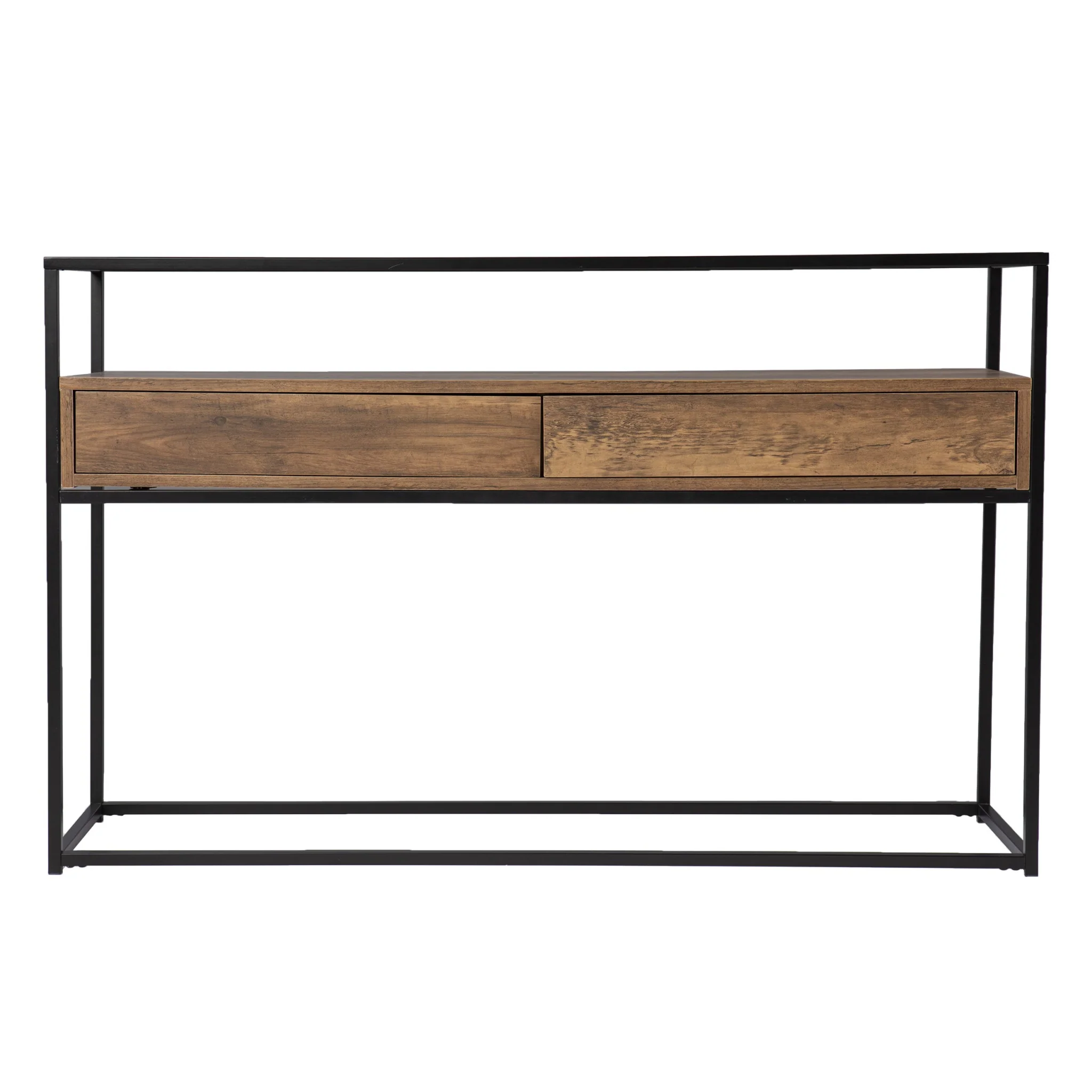 Clear and Black Glass Frame Console Table With Storage With Storage By Homeroots - Image 2