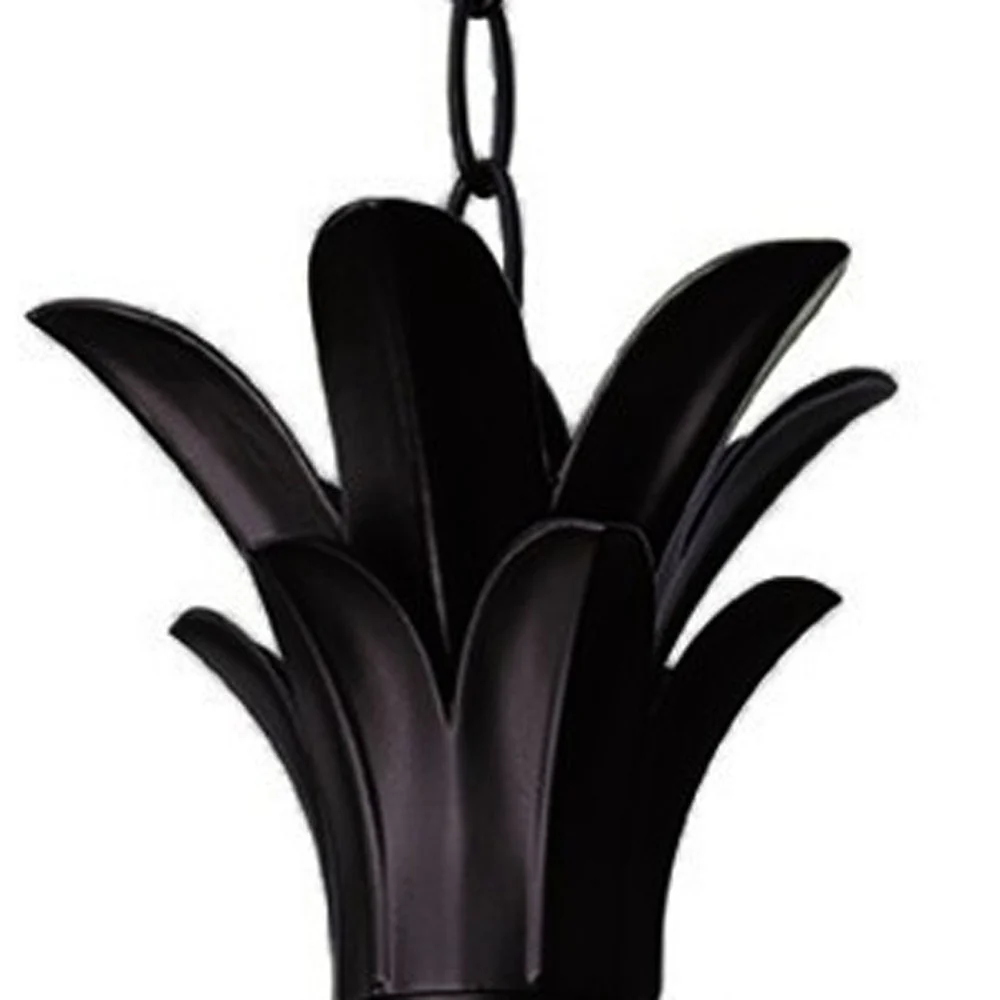 Clear and Black Three Light Pineapple Outdoor Hanging Pendent Light By Homeroots - Image 4