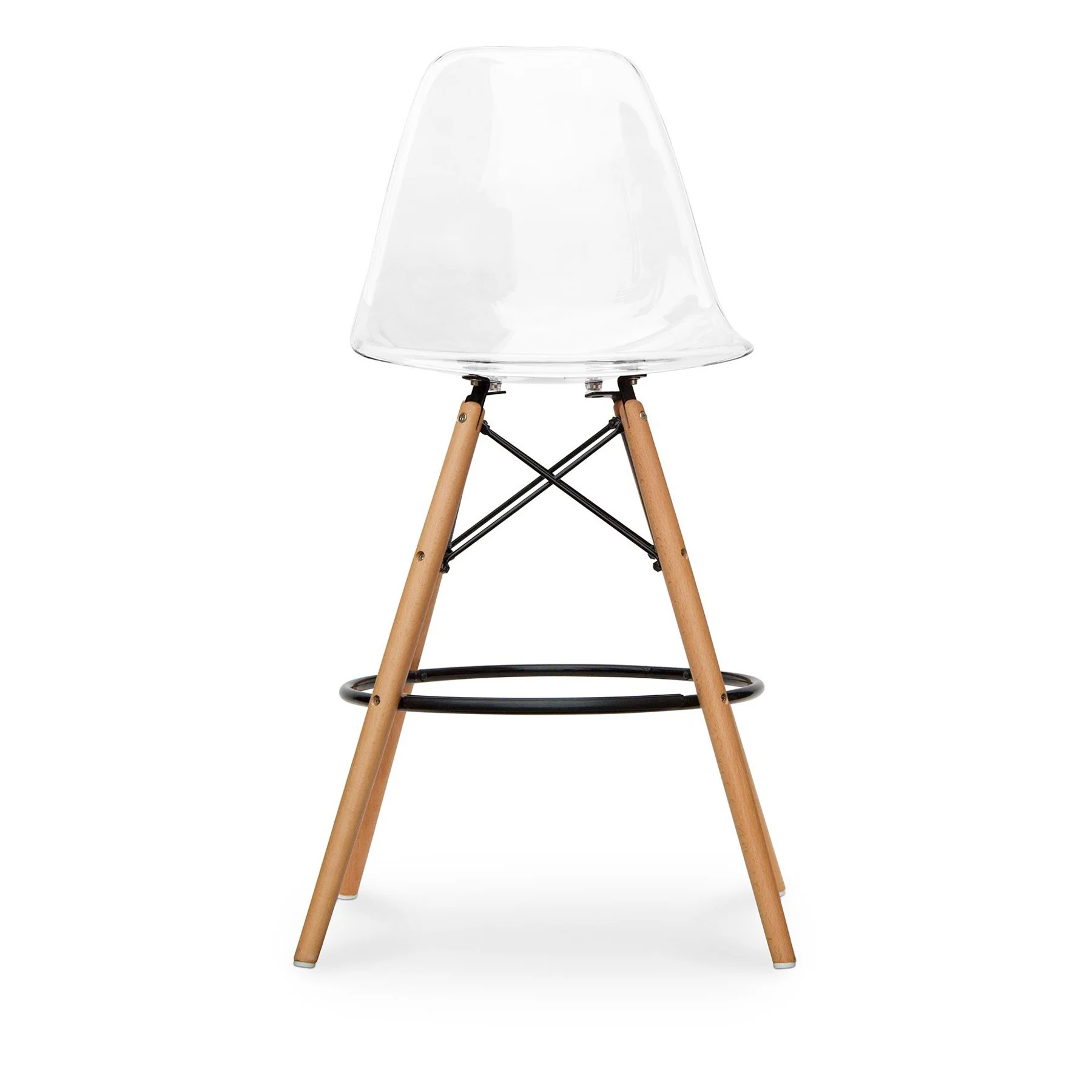 Clear And Brown Acrylic And Solid Wood Counter Height Bar Chair By Homeroots - Image 3