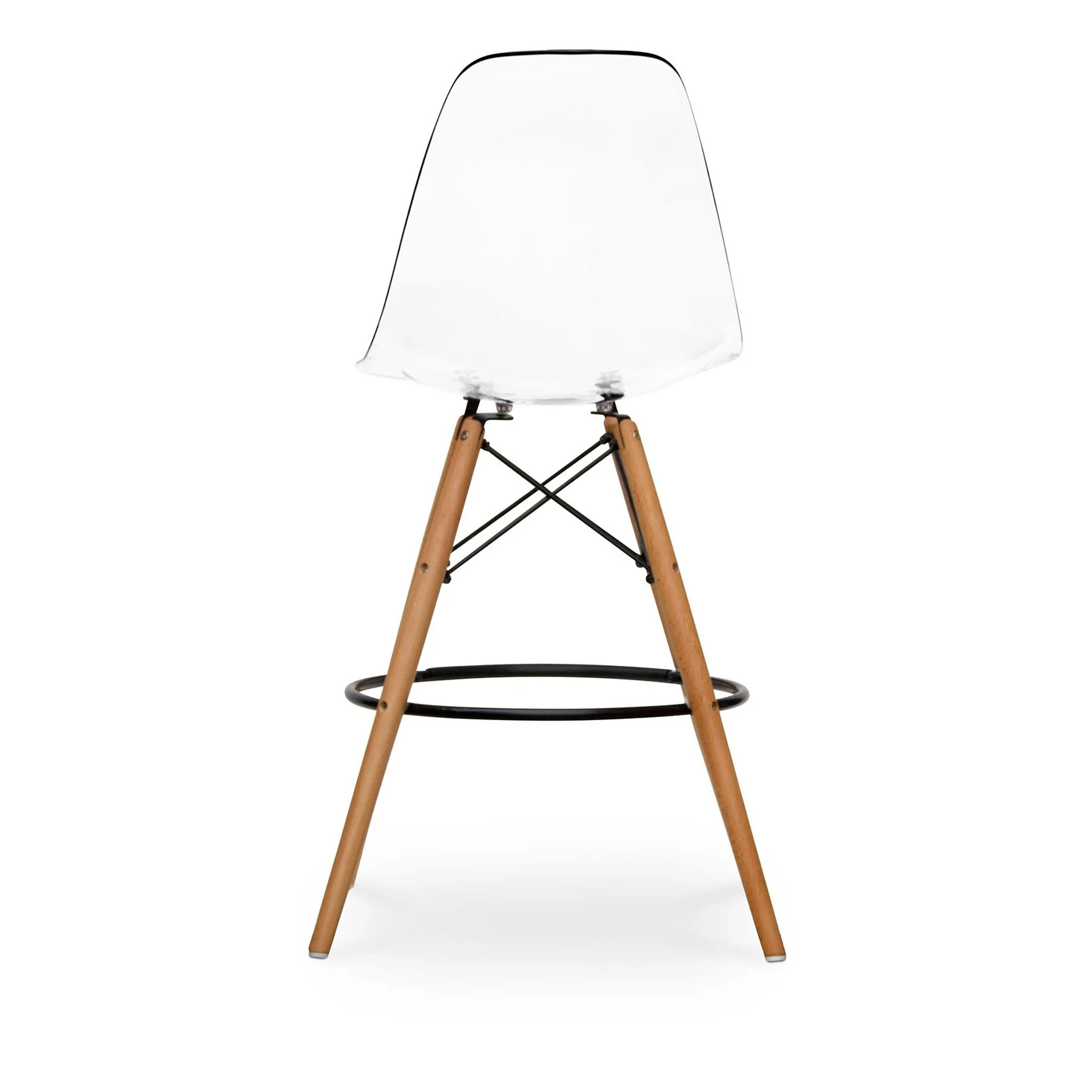 Clear And Brown Acrylic And Solid Wood Counter Height Bar Chair By Homeroots - Image 5