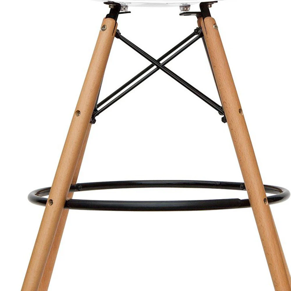 Clear And Brown Acrylic And Solid Wood Counter Height Bar Chair By Homeroots - Image 7