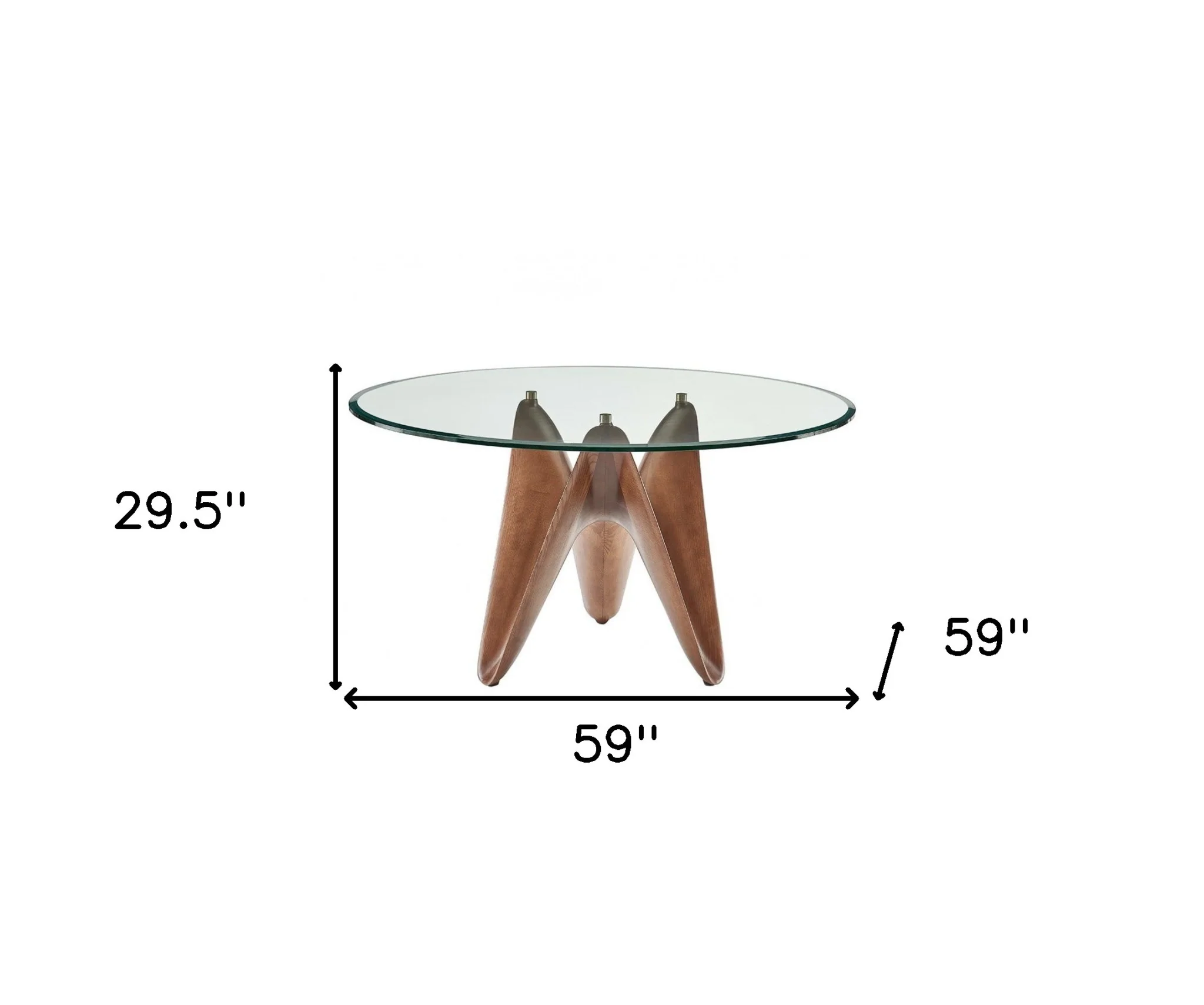 Clear And Brown Rounded Glass And Solid Manufactured Wood Pedestal Base Dining Table By Homeroots - Image 4