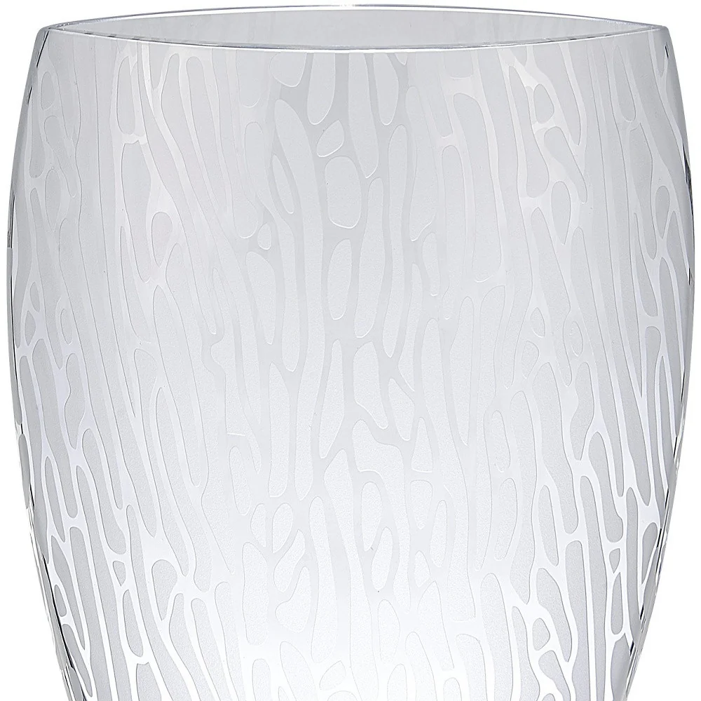 Clear and Frosted Abstract Oval Crystal Table Vase By Homeroots - Image 2
