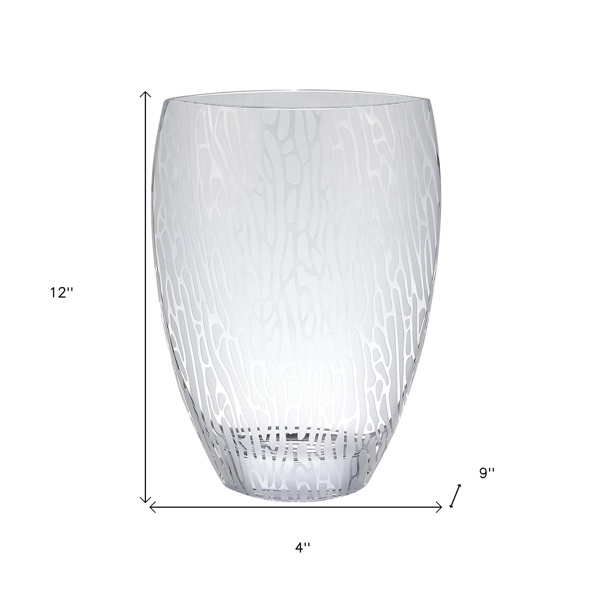 Clear and Frosted Abstract Oval Crystal Table Vase By Homeroots - Image 3