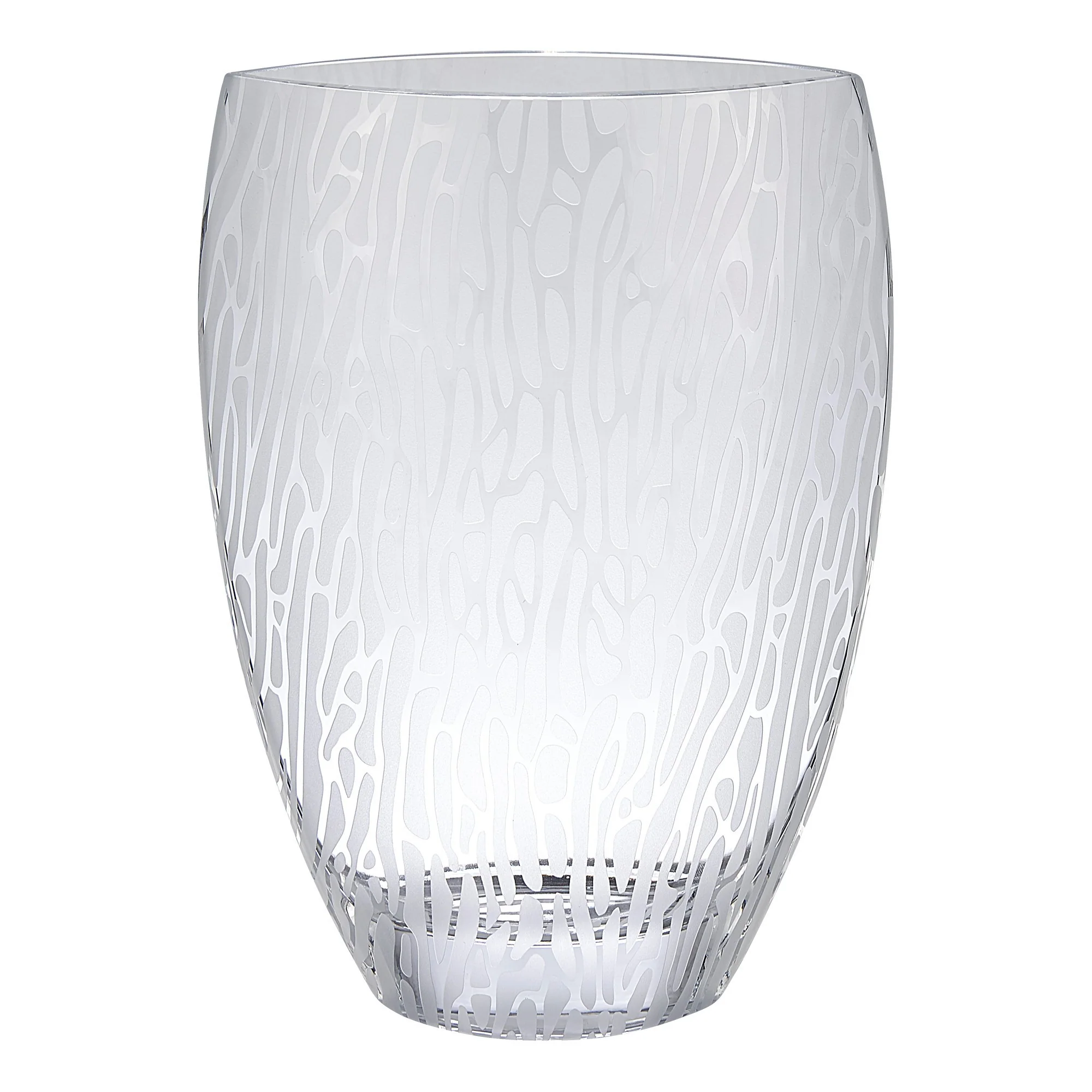 Clear and Frosted Abstract Oval Crystal Table Vase By Homeroots - Image 6