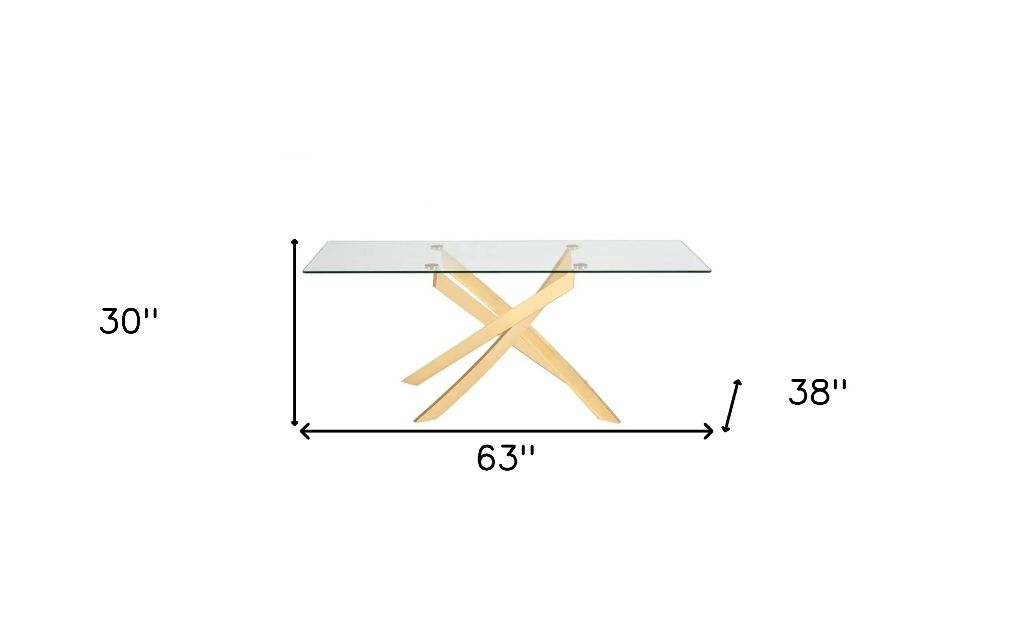 Clear And Gold Rectangular Glass And Stainless Steel Dining Table By Homeroots - Image 4