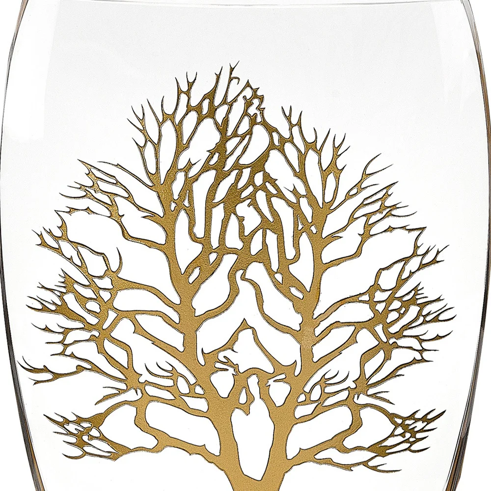 Clear And Gold Tree Of Life Oval Lead Free Crystal Table Vase By Homeroots - Image 4