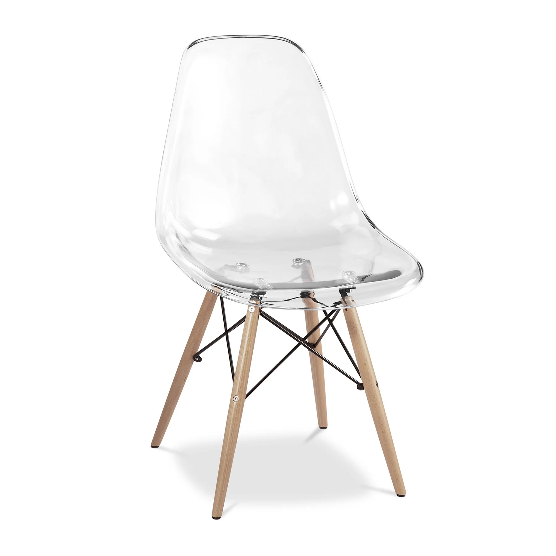 Clear And Natural Heavy Duty Plastic And Wood Dining Side Chair By Homeroots - Image 3
