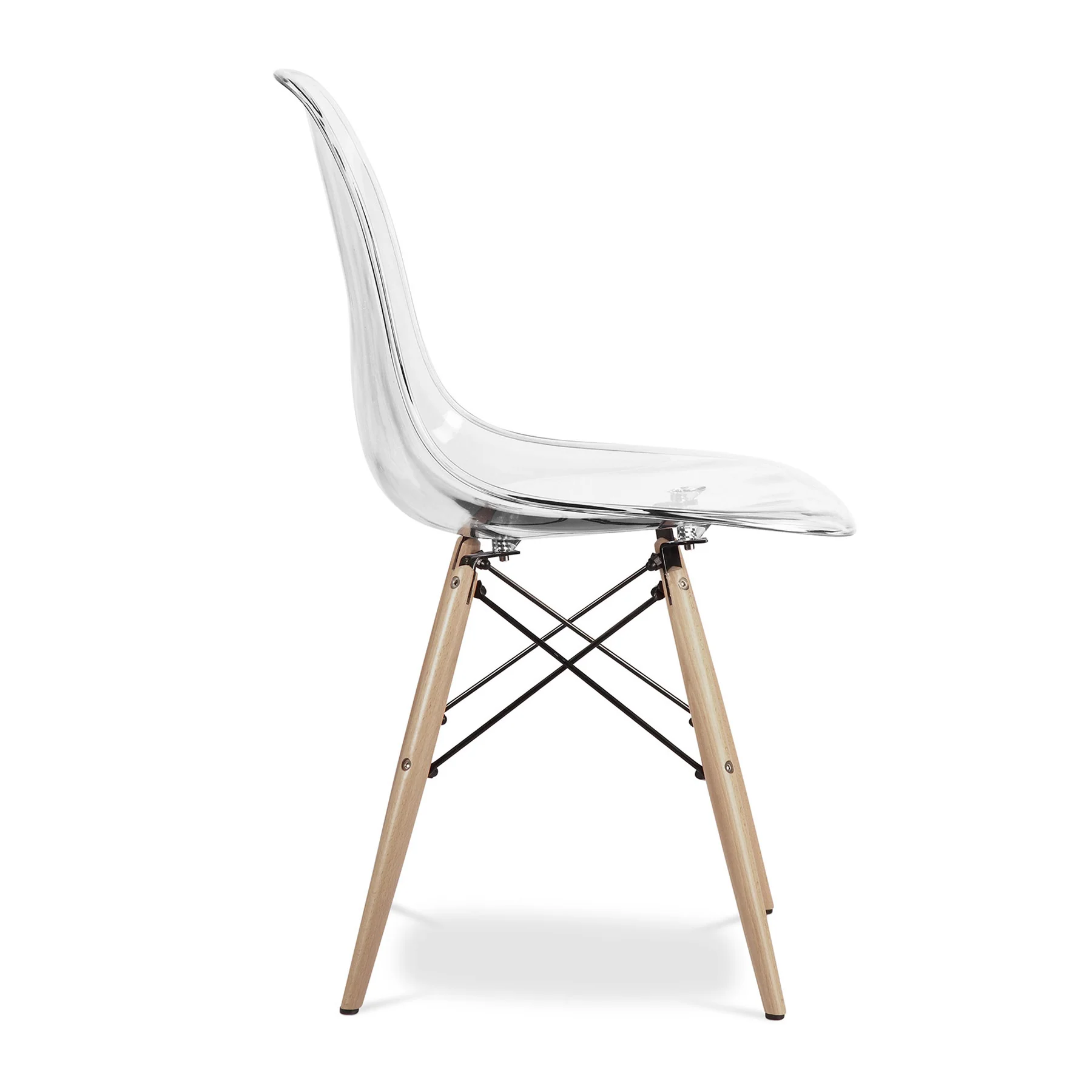 Clear And Natural Heavy Duty Plastic And Wood Dining Side Chair By Homeroots - Image 4