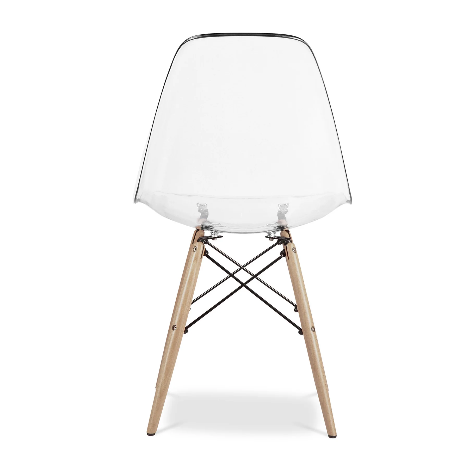 Clear And Natural Heavy Duty Plastic And Wood Dining Side Chair By Homeroots - Image 5