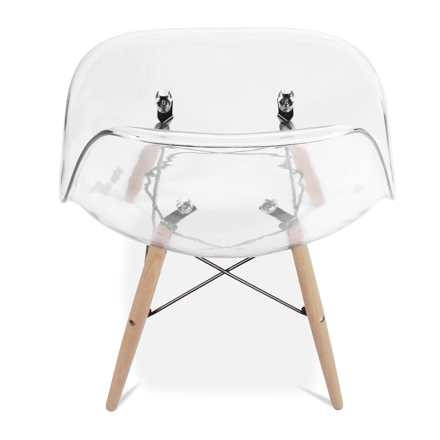 Clear And Natural Heavy Duty Plastic And Wood Dining Side Chair By Homeroots - Image 7