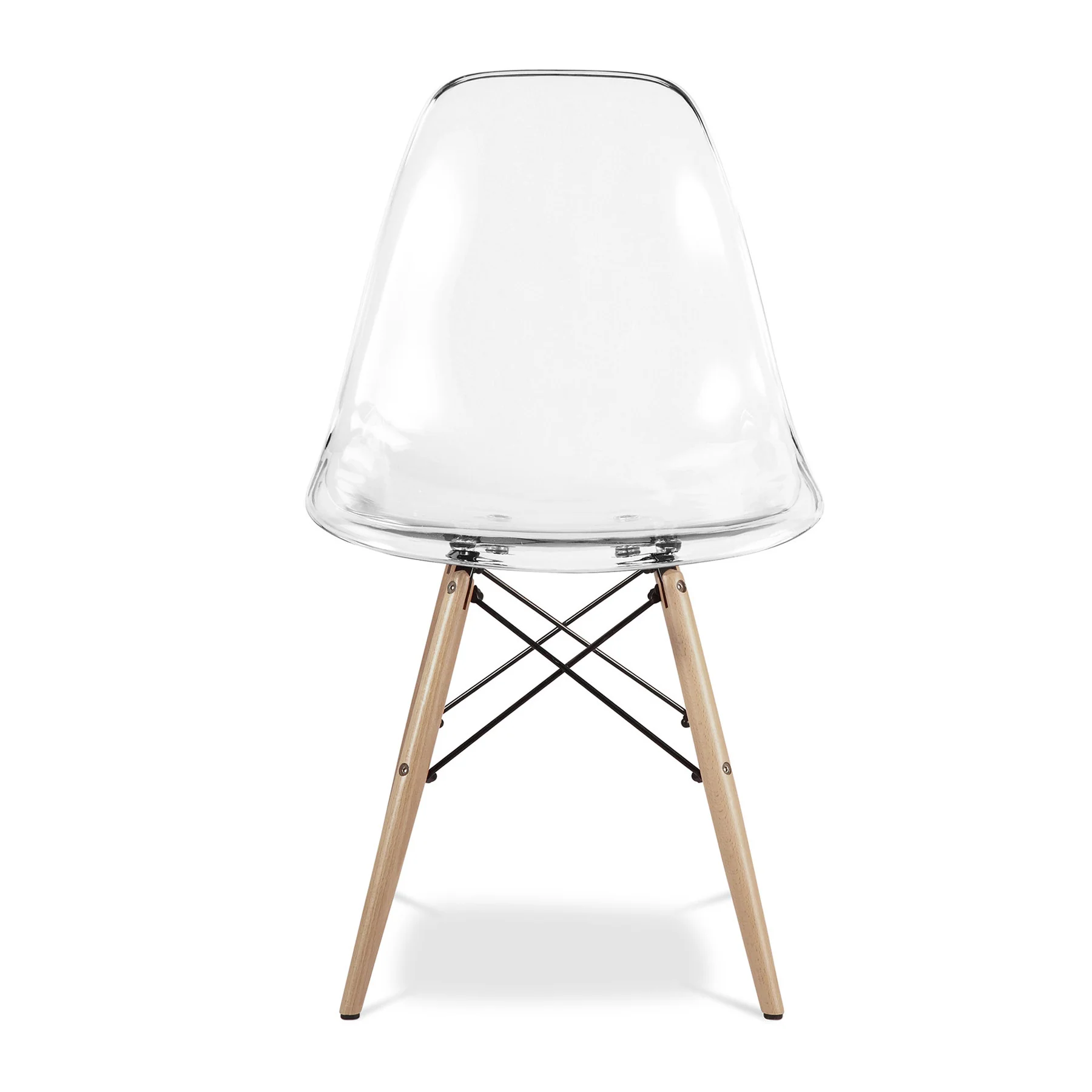 Clear And Natural Heavy Duty Plastic And Wood Dining Side Chair By Homeroots - Image 8