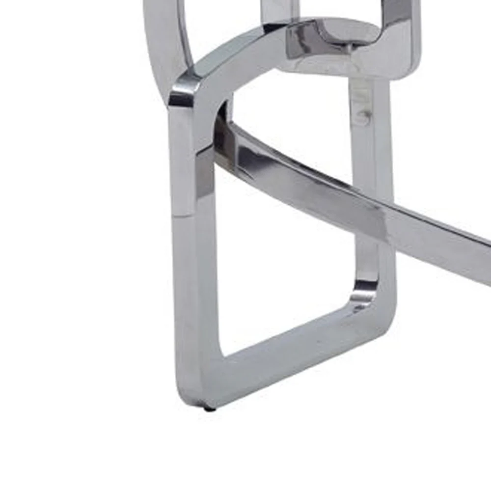 Clear And Silver Glass And Stainless Steel Trestle Base Dining Table By Homeroots - Image 2