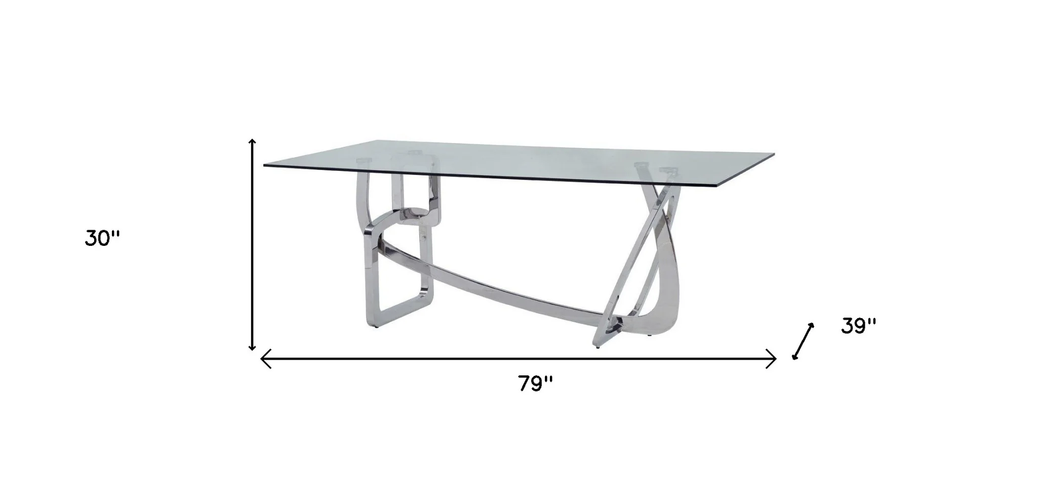 Clear And Silver Glass And Stainless Steel Trestle Base Dining Table By Homeroots - Image 4