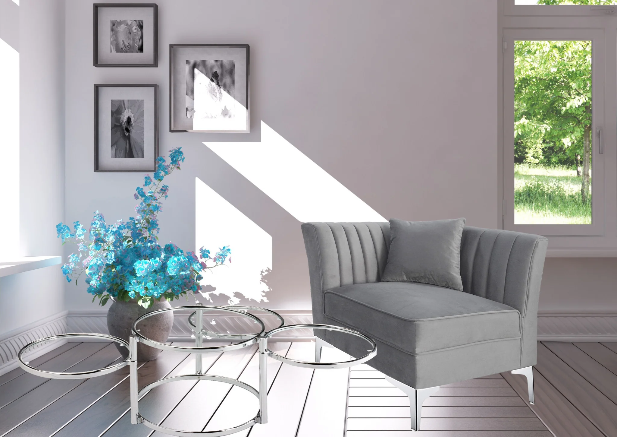 Clear And Silver Glass And Steel Round Nested Coffee Tables With Three Shelves By Homeroots - Image 5