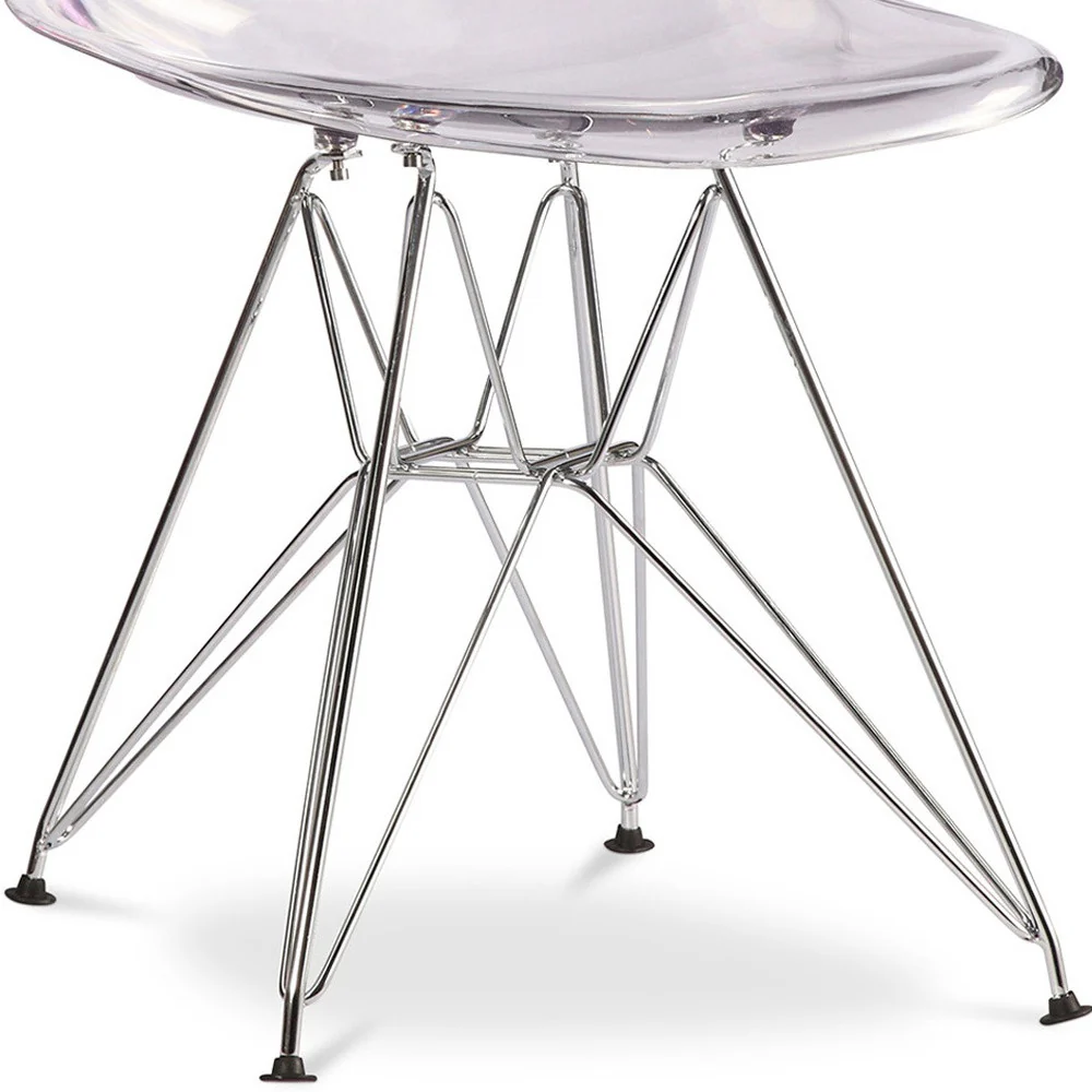 Clear and Silver Steel Dining Side Chair By Homeroots - Image 3