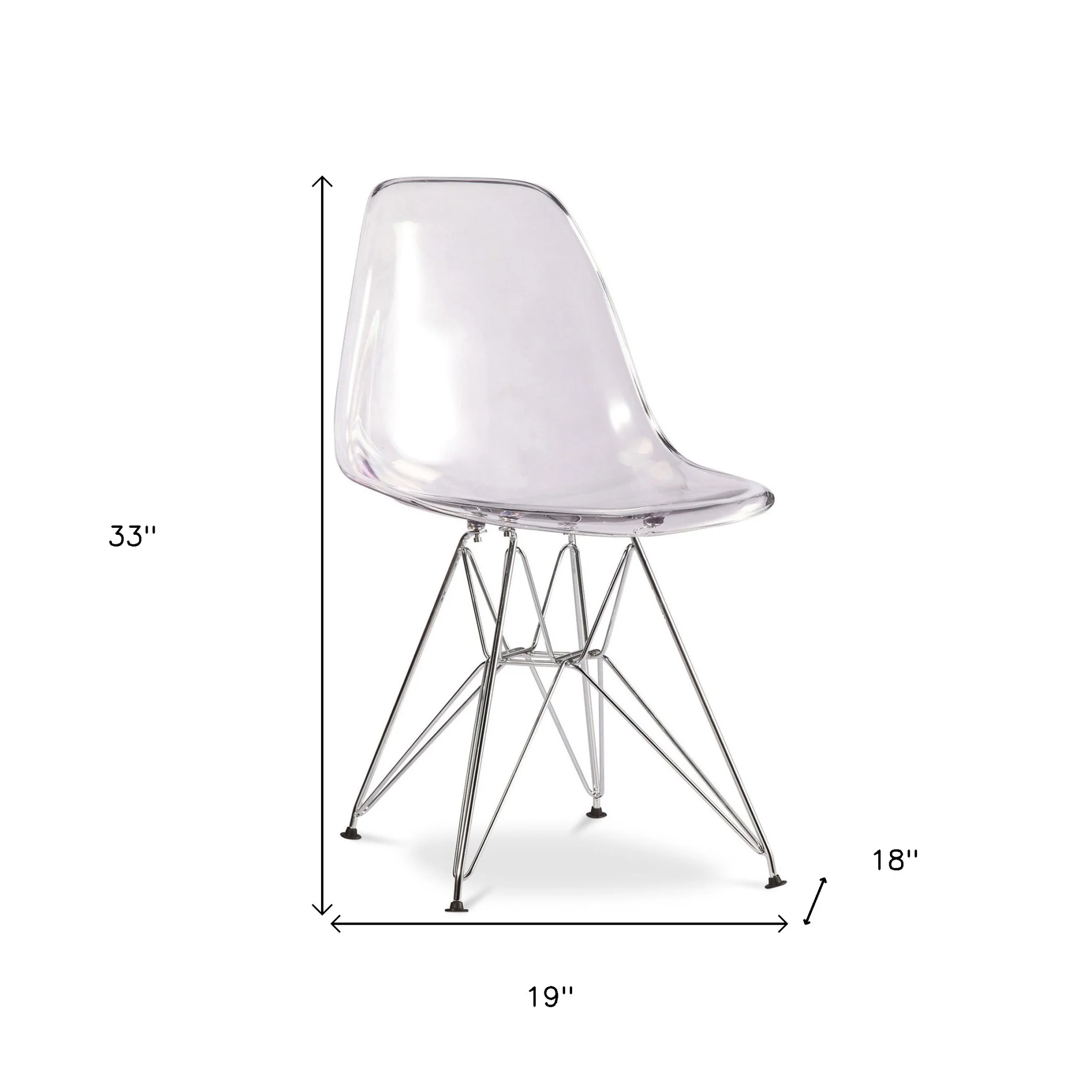Clear and Silver Steel Dining Side Chair By Homeroots - Image 4