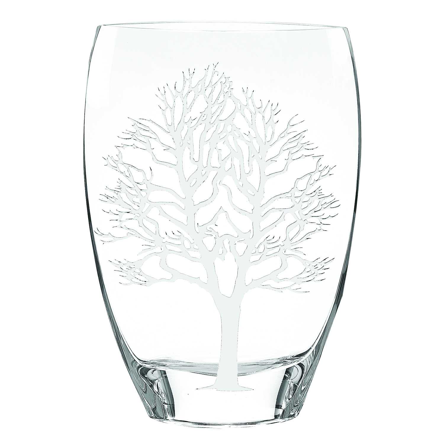 Clear And White Tree Of Life Oval Lead Free Crystal Table Vase By Homeroots - Image 2