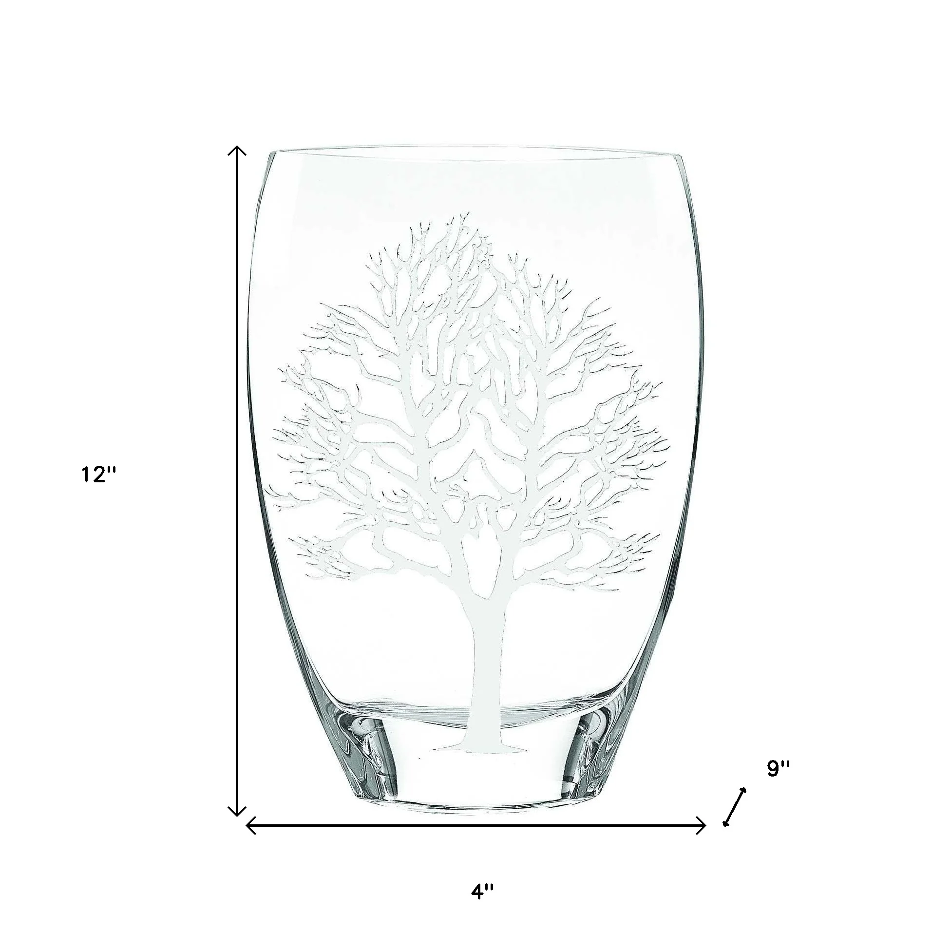 Clear And White Tree Of Life Oval Lead Free Crystal Table Vase By Homeroots - Image 5