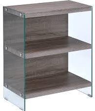 Clear Glass And Gray Oak Bookcase By Homeroots - Image 2