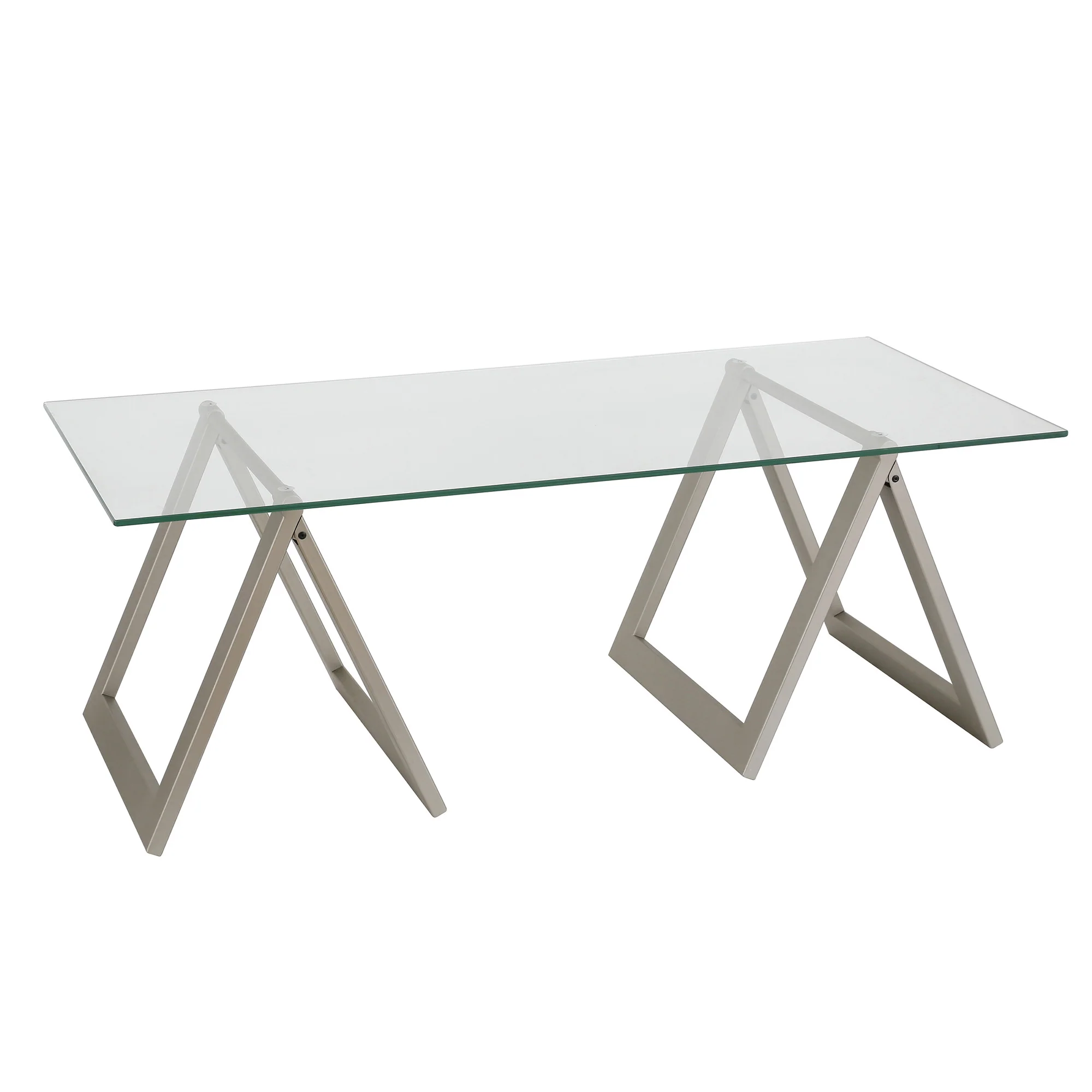 Clear Glass And Steel Coffee Table By Homeroots - Image 2
