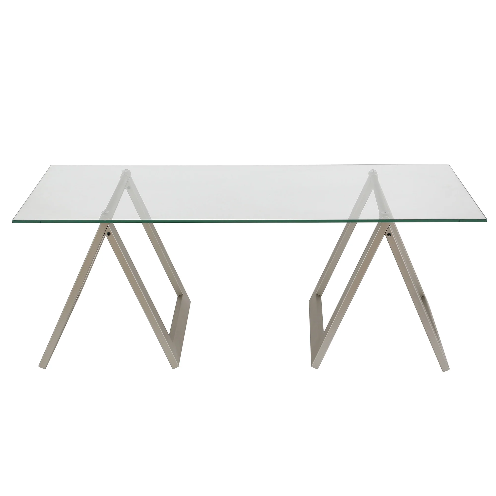 Clear Glass And Steel Coffee Table By Homeroots - Image 3