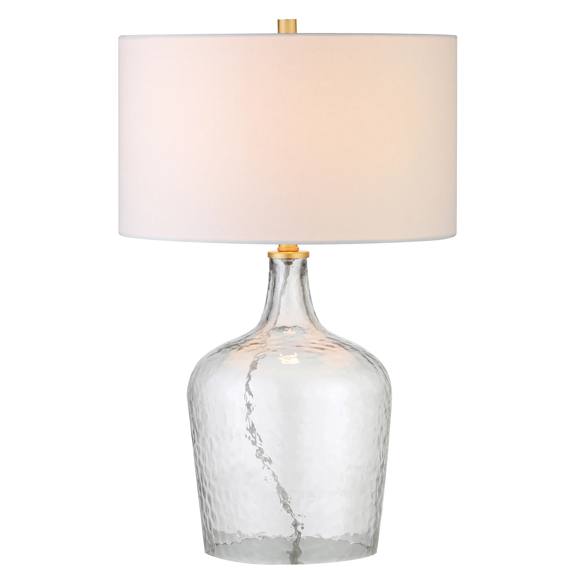 Clear Glass Gourd Table Lamp With White Drum Shade By Homeroots - Image 3