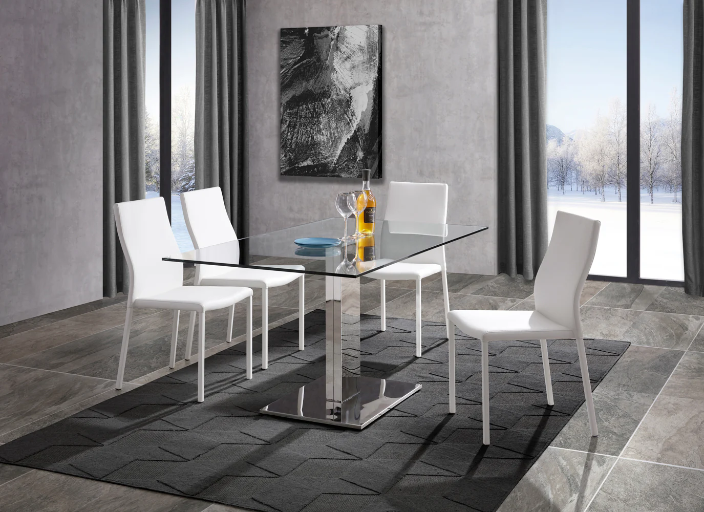 Clear Glass Stainless Steel Dining Table By Homeroots - Image 3