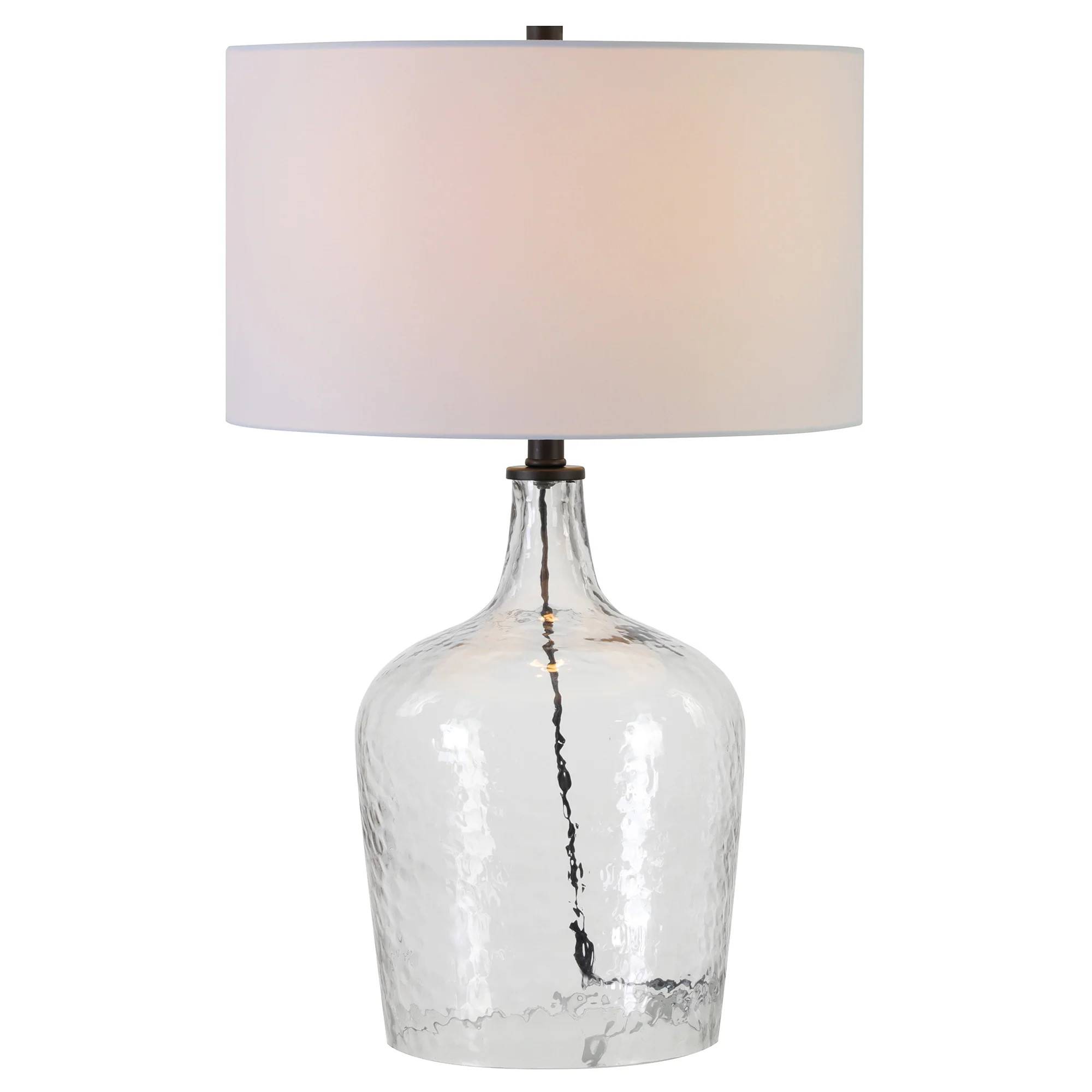 Clear Glass Table Lamp With White Drum Shade By Homeroots - Image 3